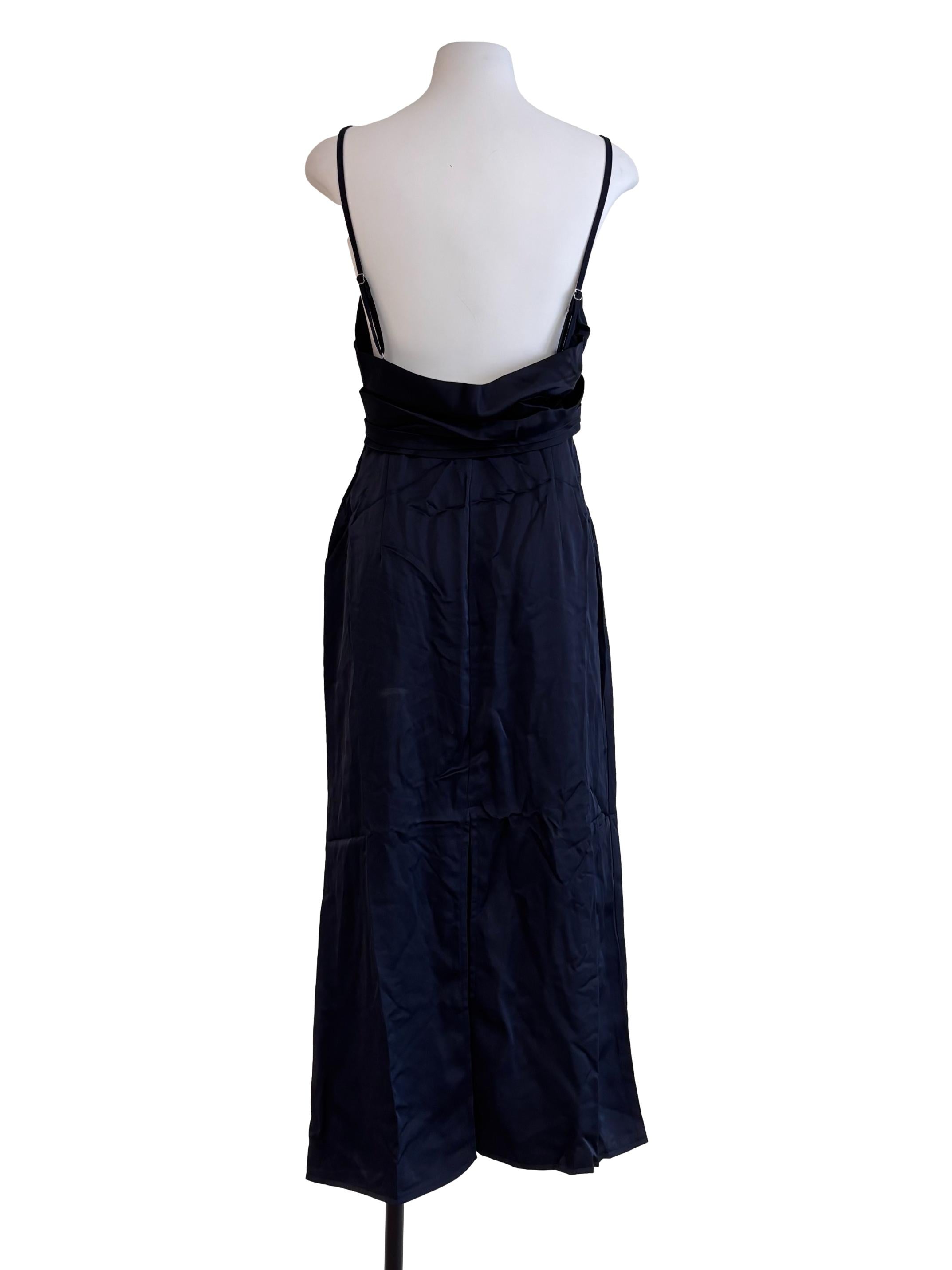 Navy Blue Backless Dress