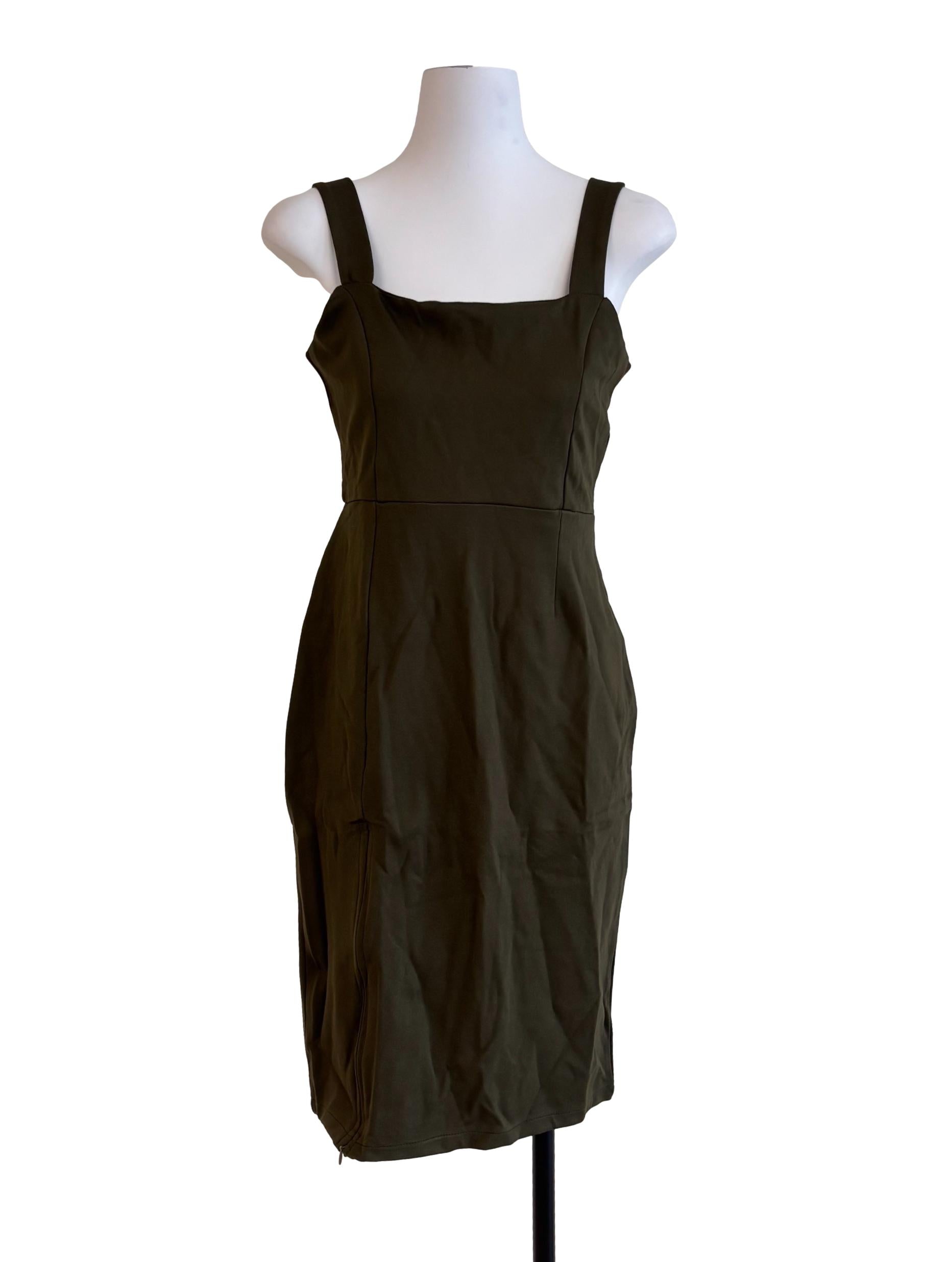 Forest Green Square Neck Dress