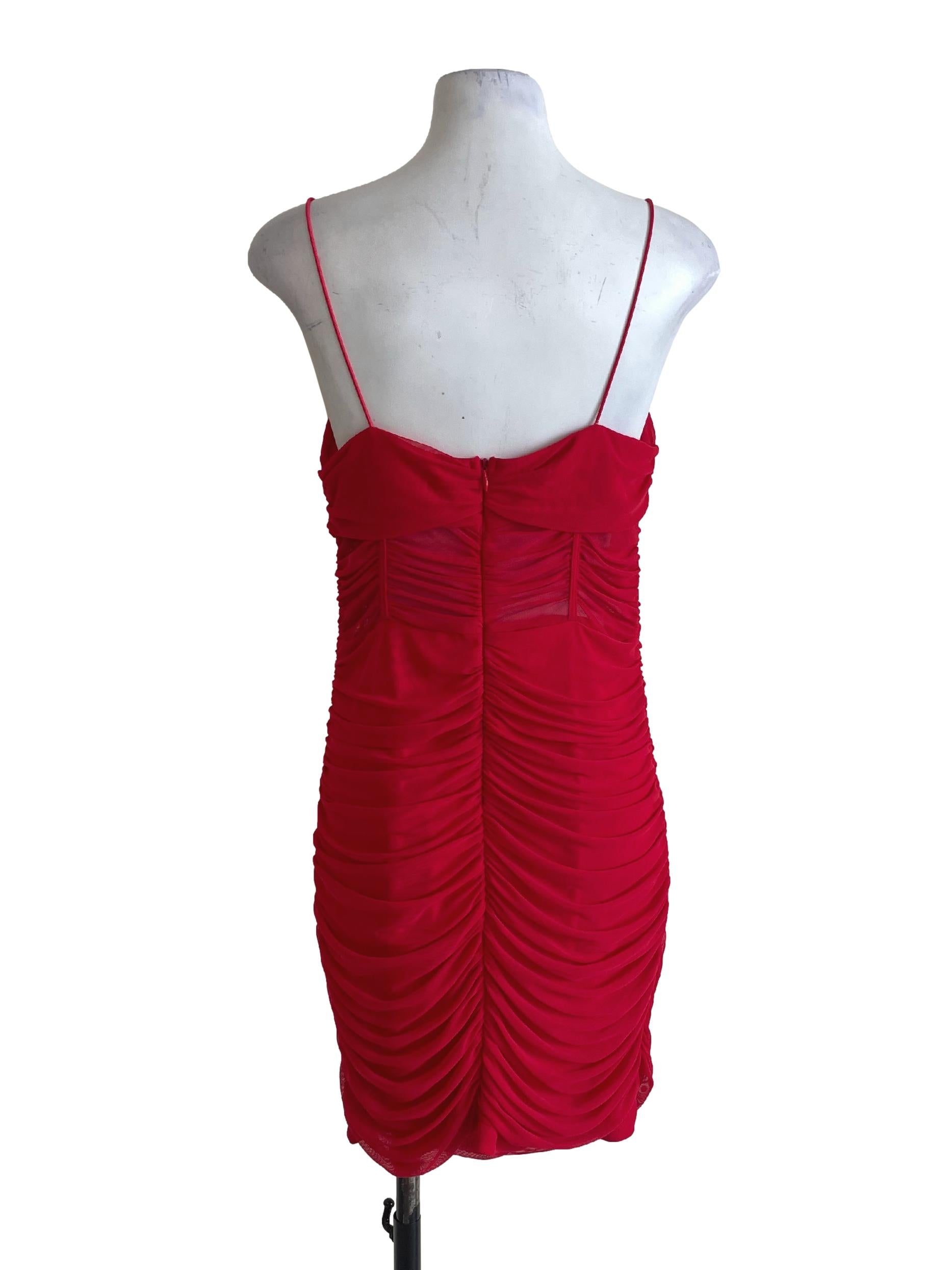 Bright Red Ruched Dress