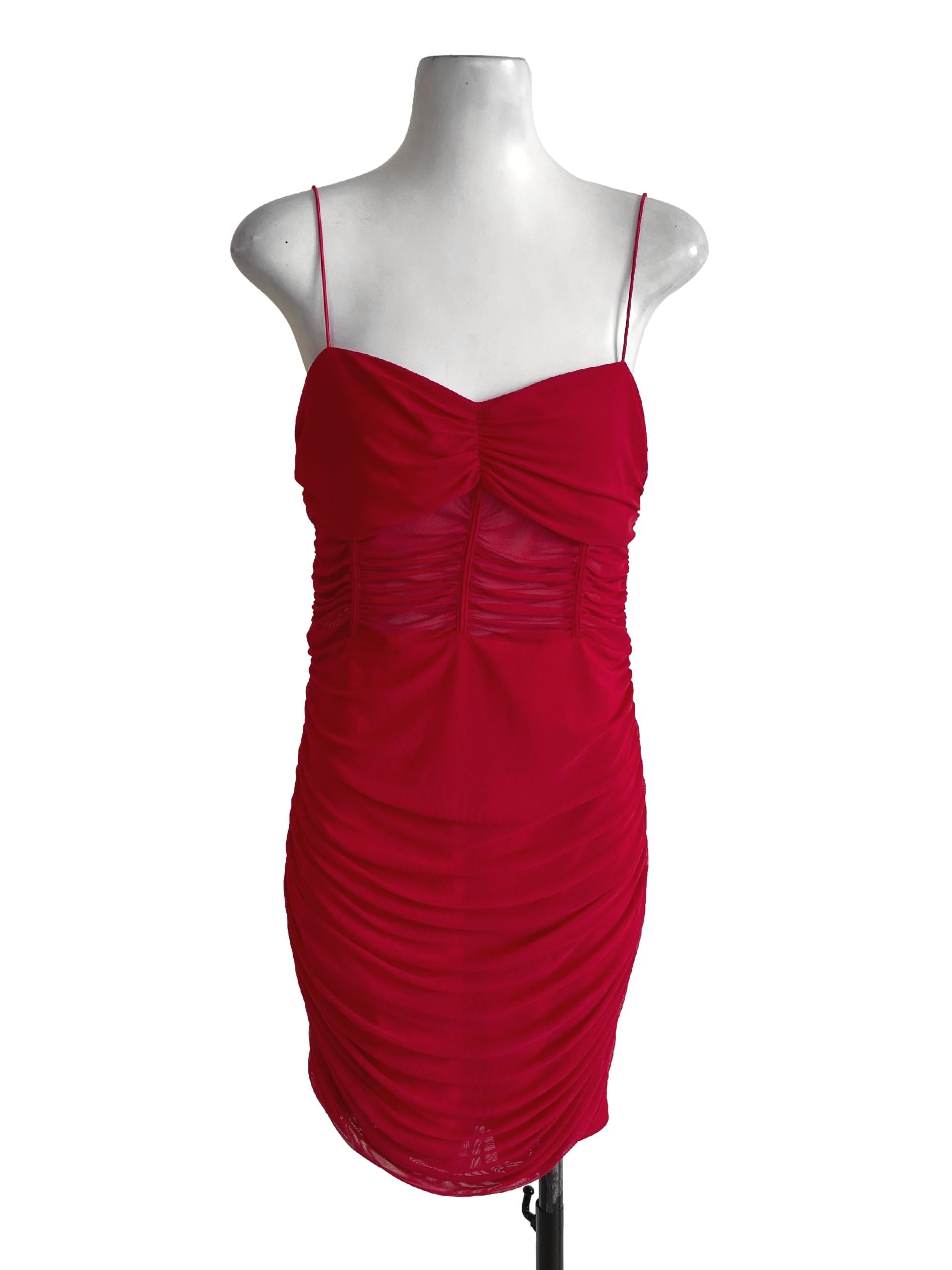 Bright Red Ruched Dress