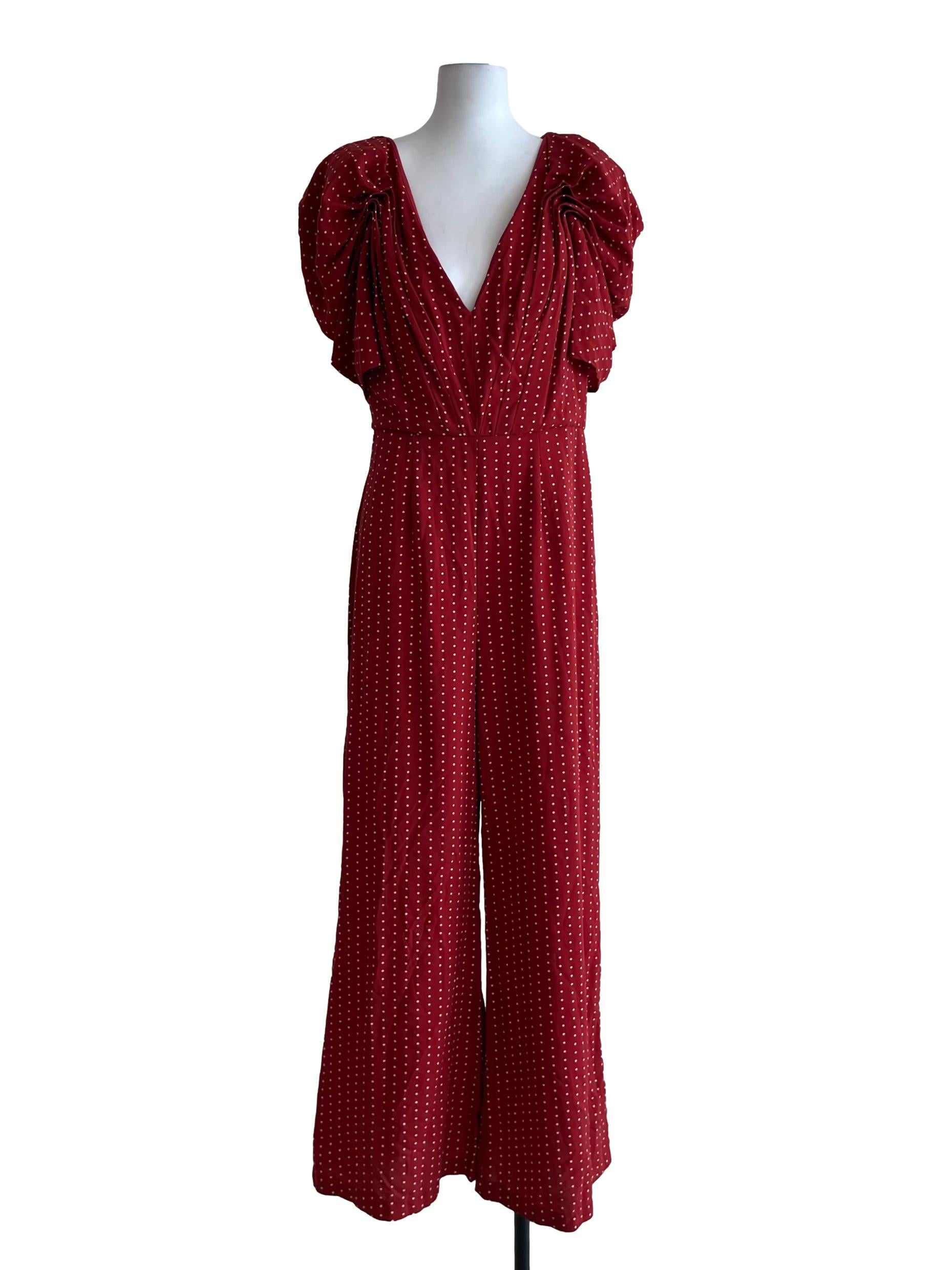Brick Red Polka Dot Jumpsuit