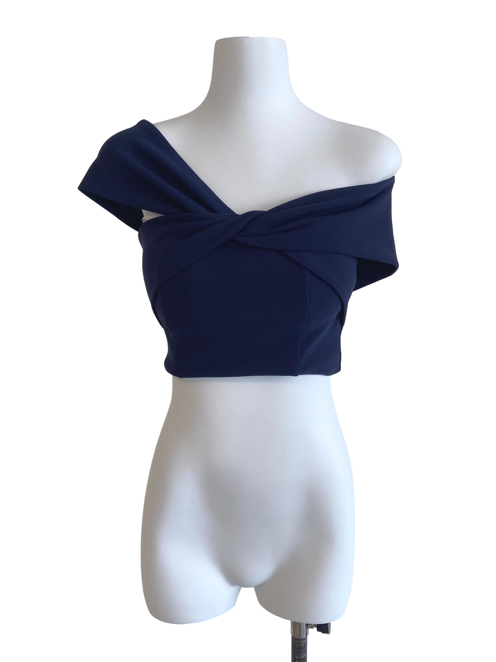 Navy Blue Asymmetrical Twist Top