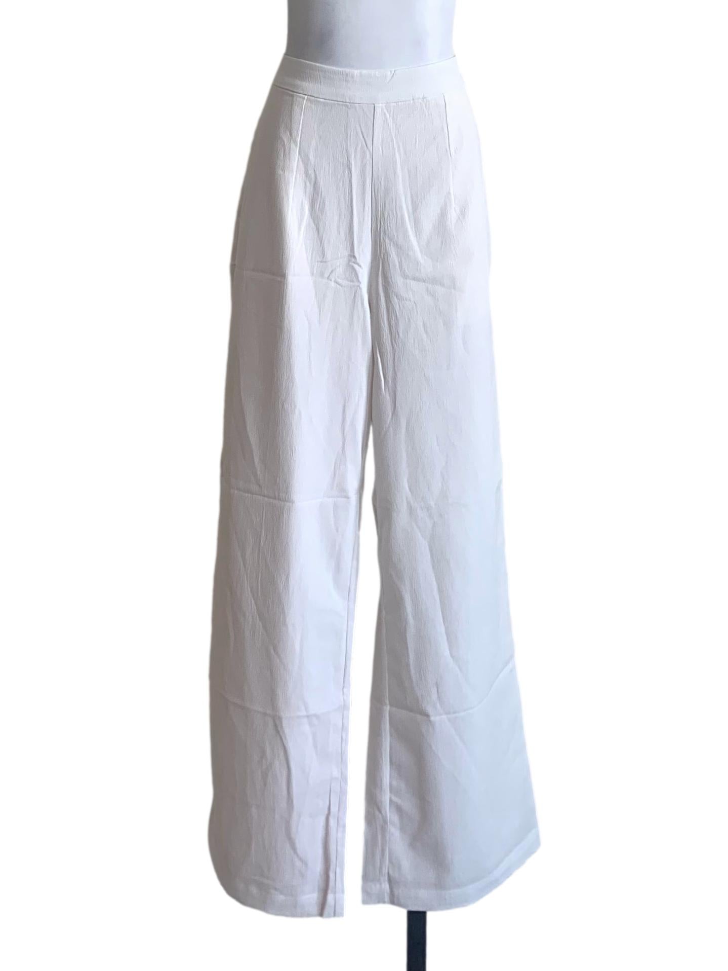 Chiffon White Wide Leg Pants YHF