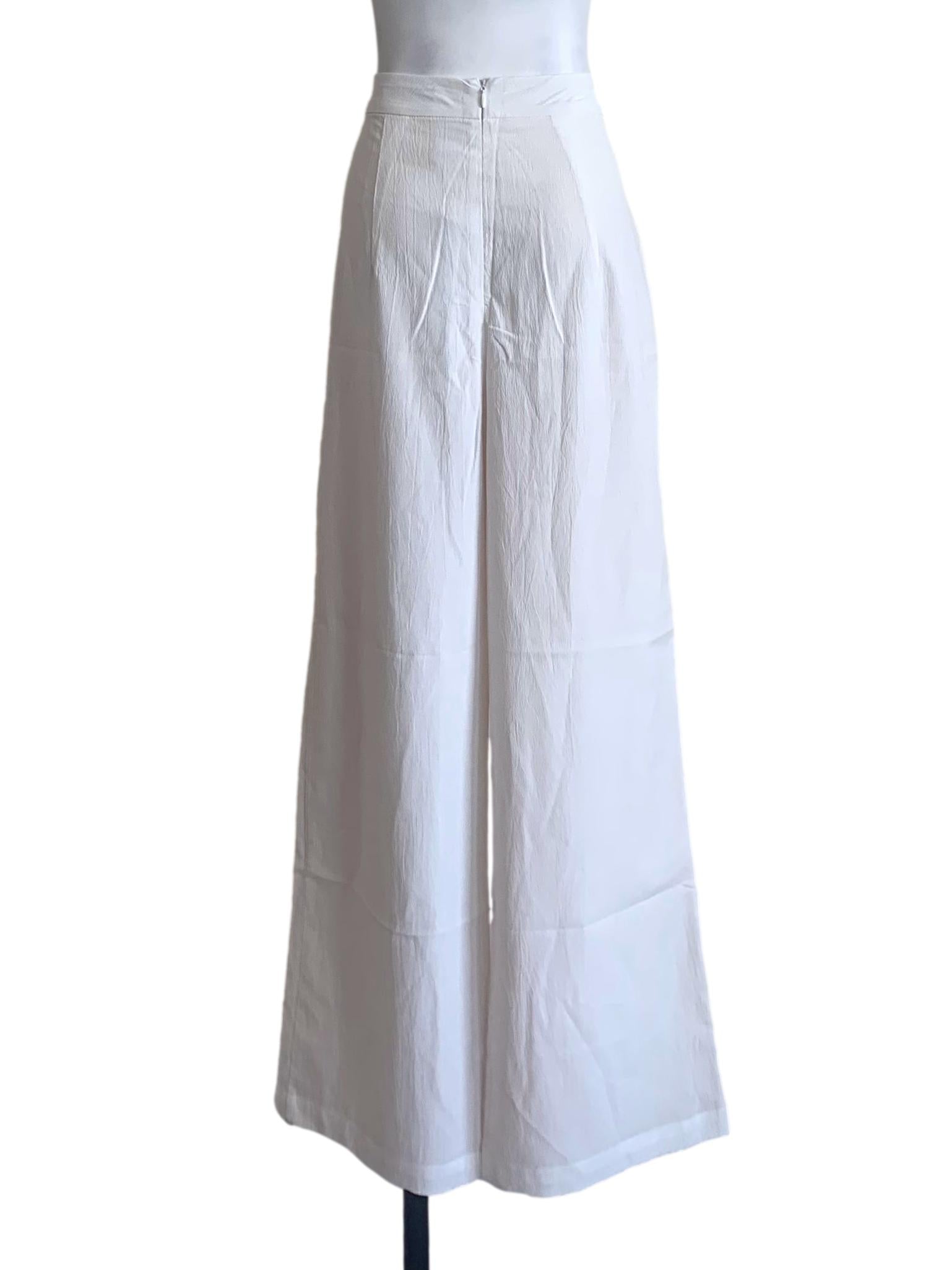 Chiffon White Wide Leg Pants YHF