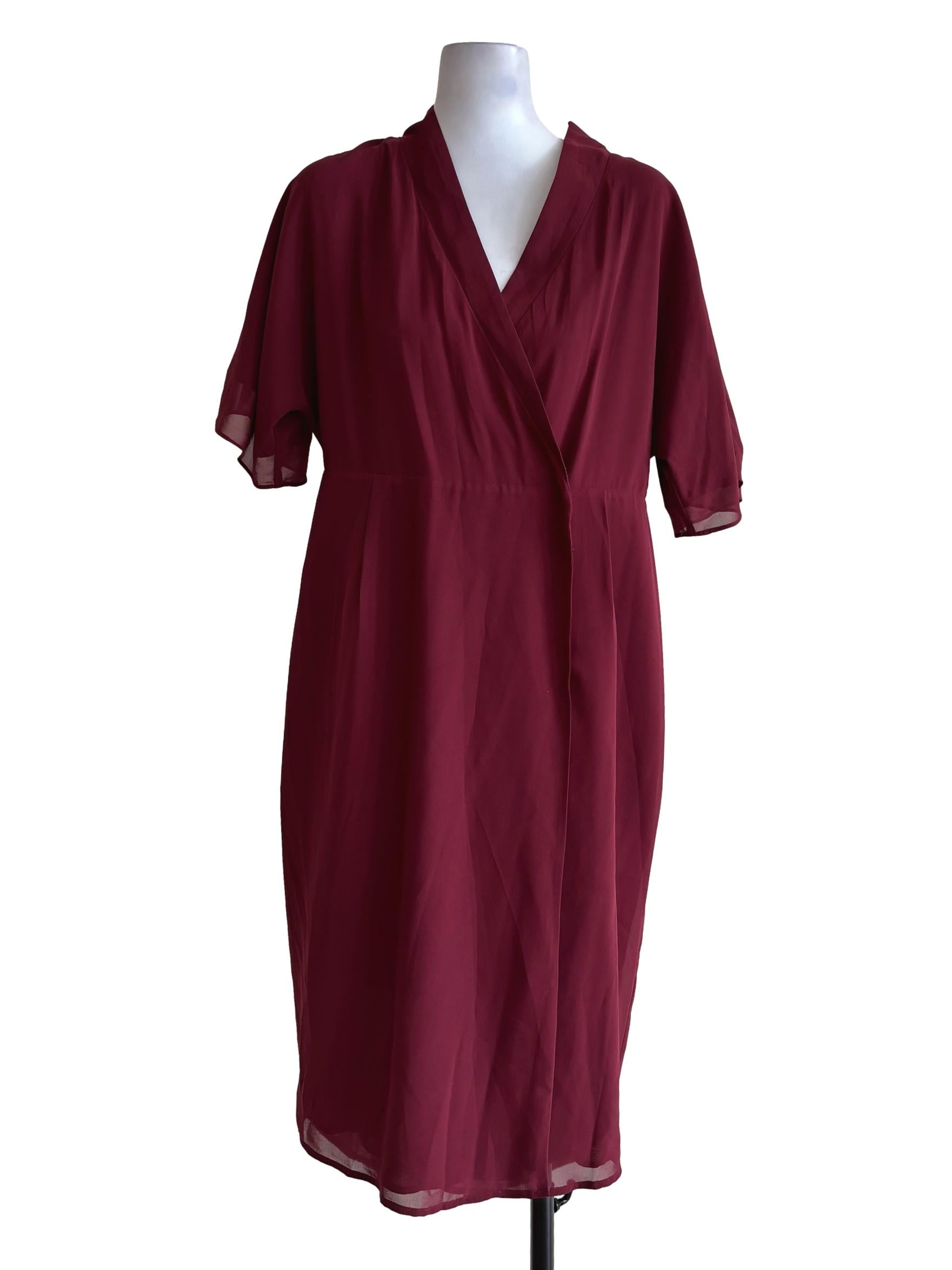 Wine Red Short Sleeve Dress