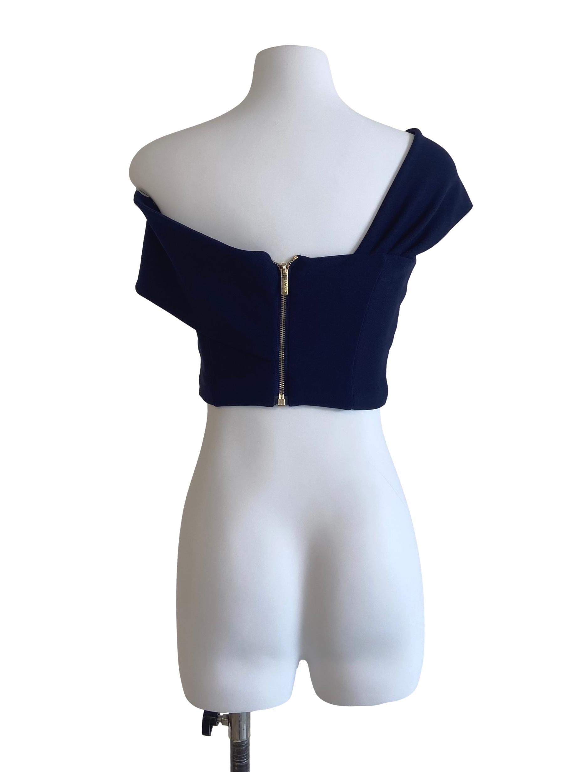 Navy Blue Asymmetrical Twist Top