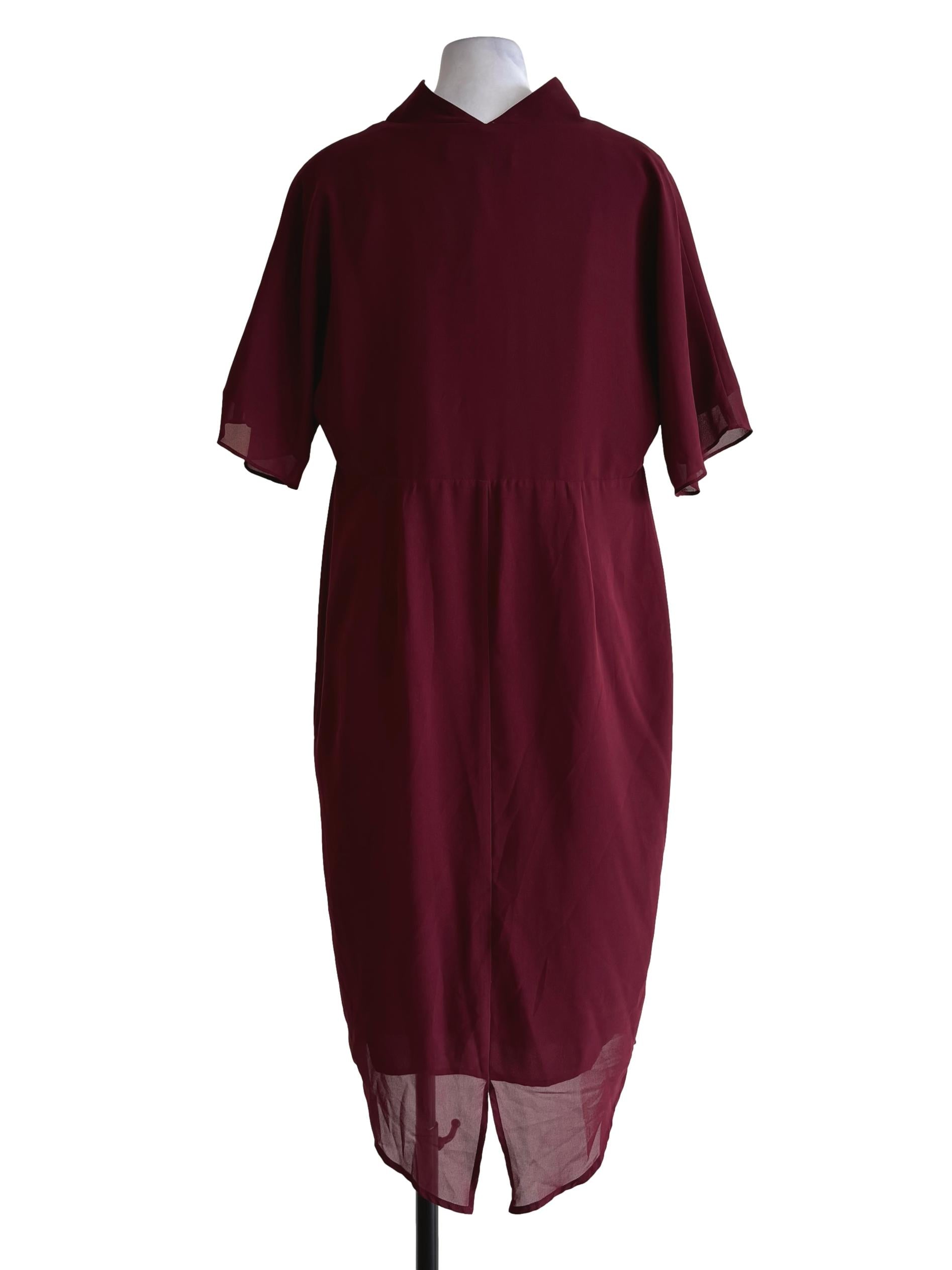 Wine Red Short Sleeve Dress
