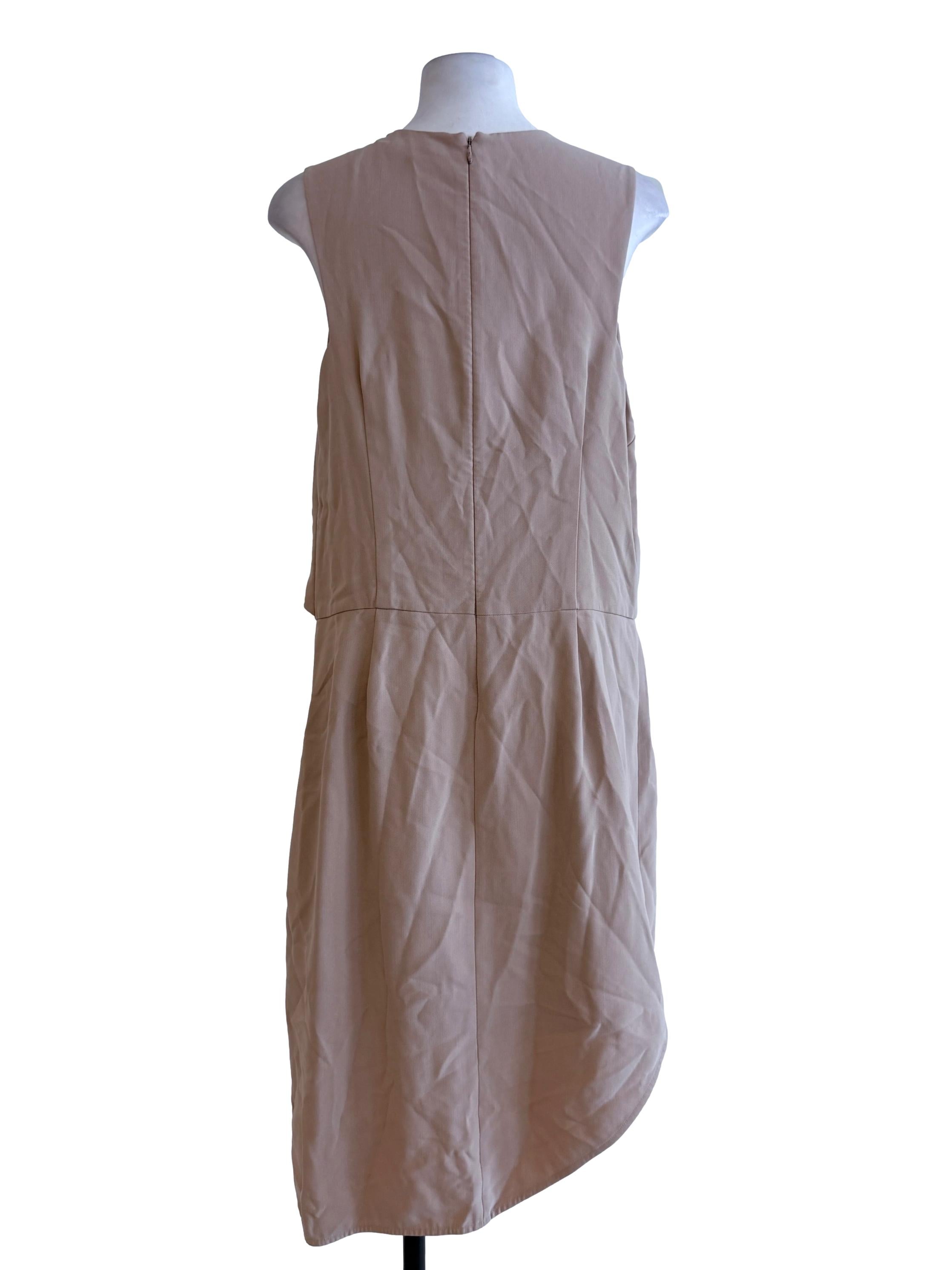 Beige Asymmetrical Midi Dress