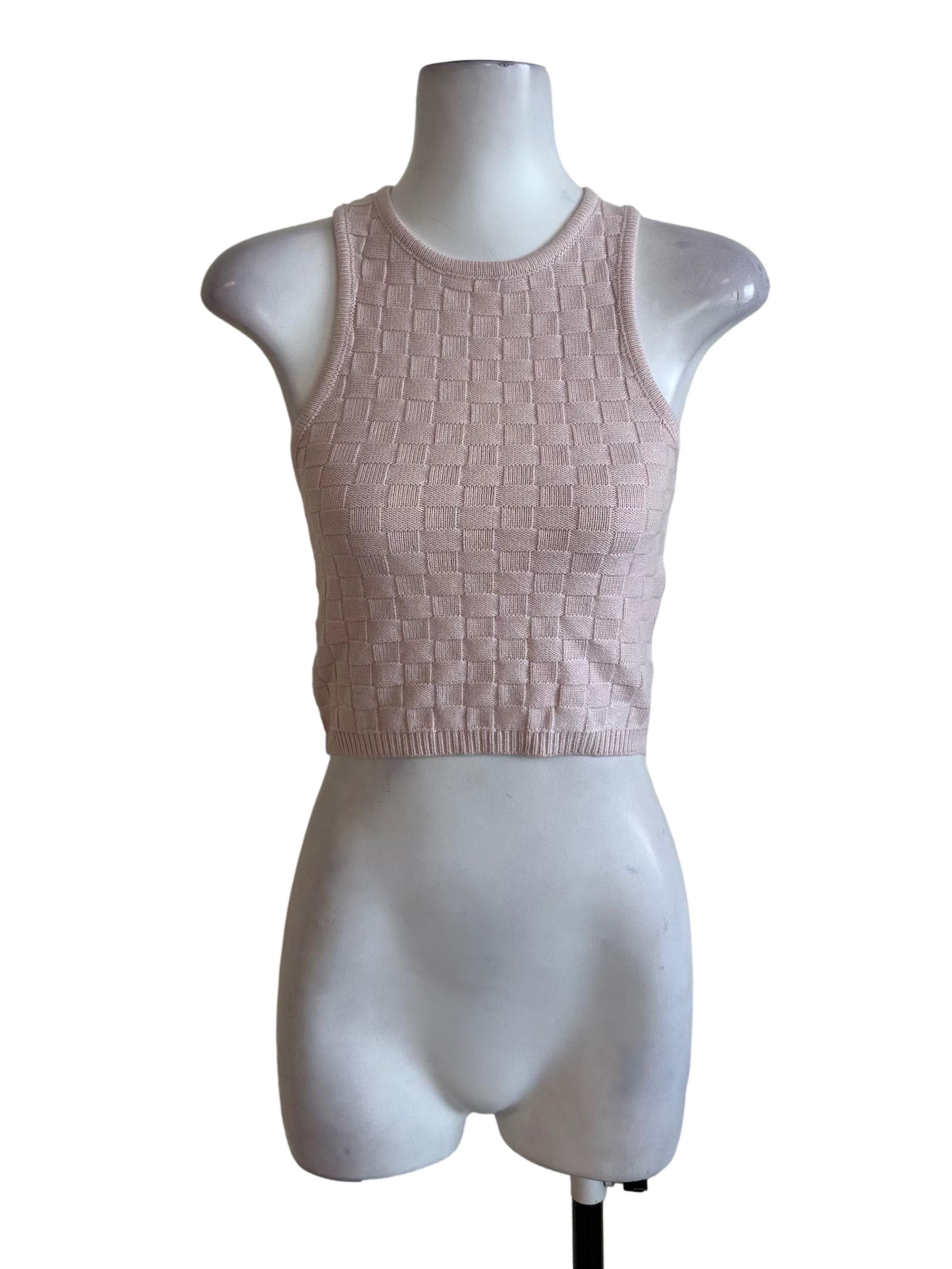 Dusty Pink Plaid Knit Tank Top