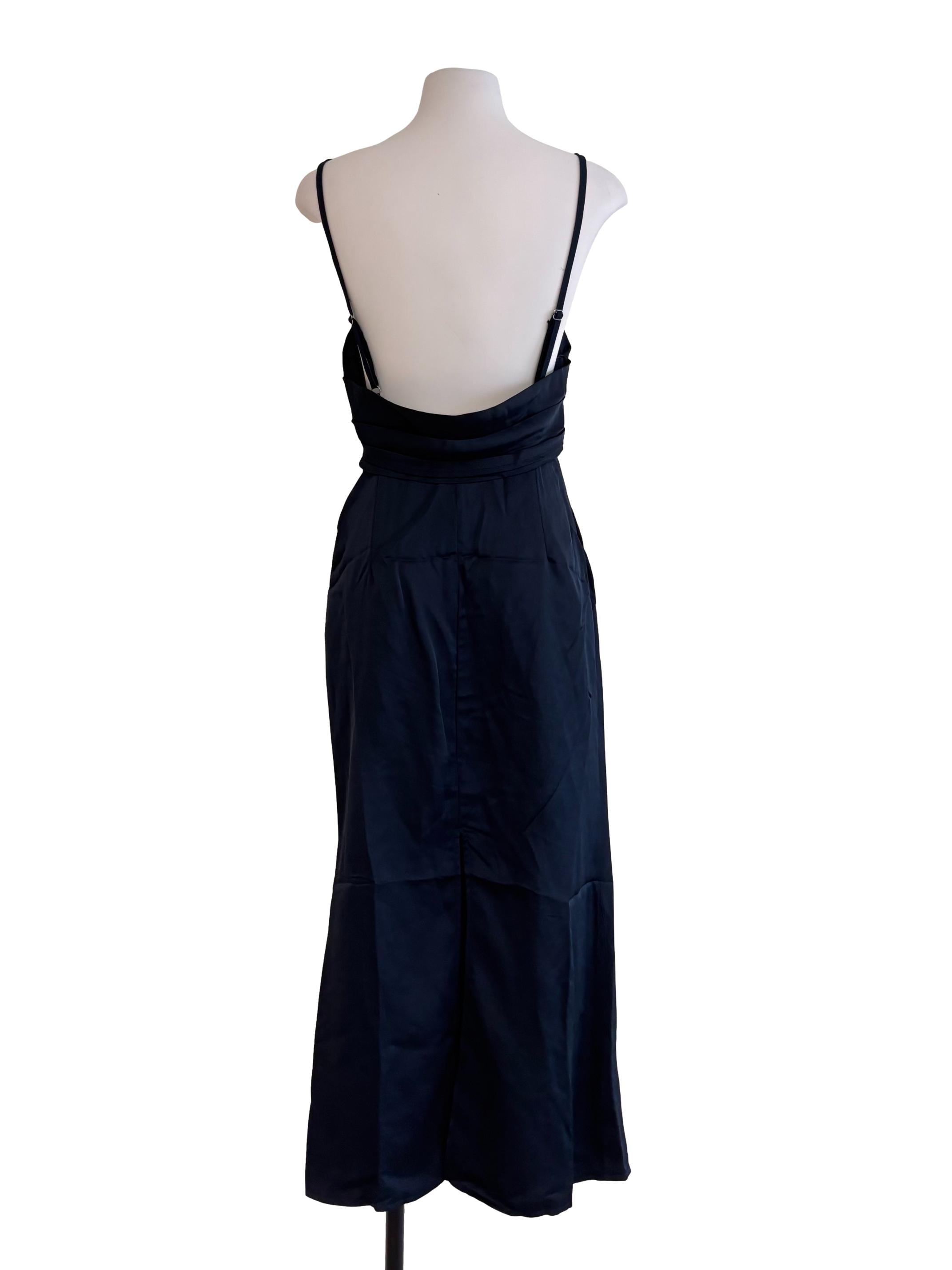 Navy Blue Backless Dress