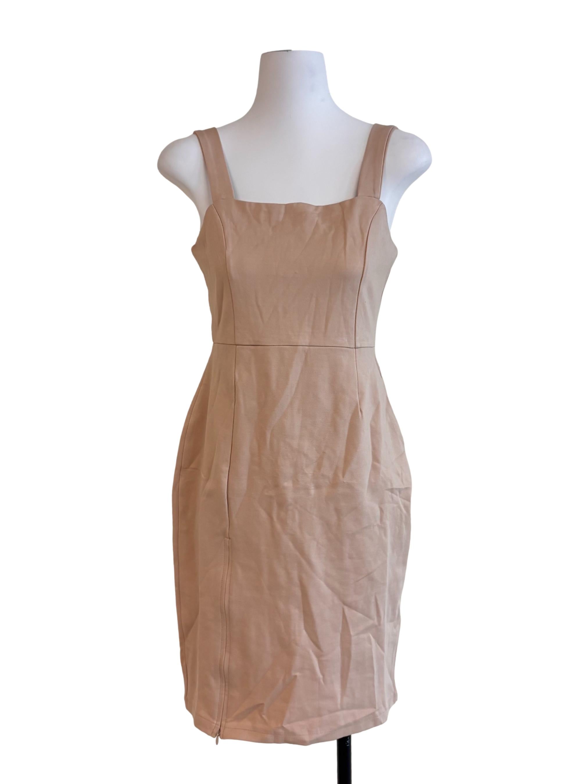 Beige Square Neck Dress