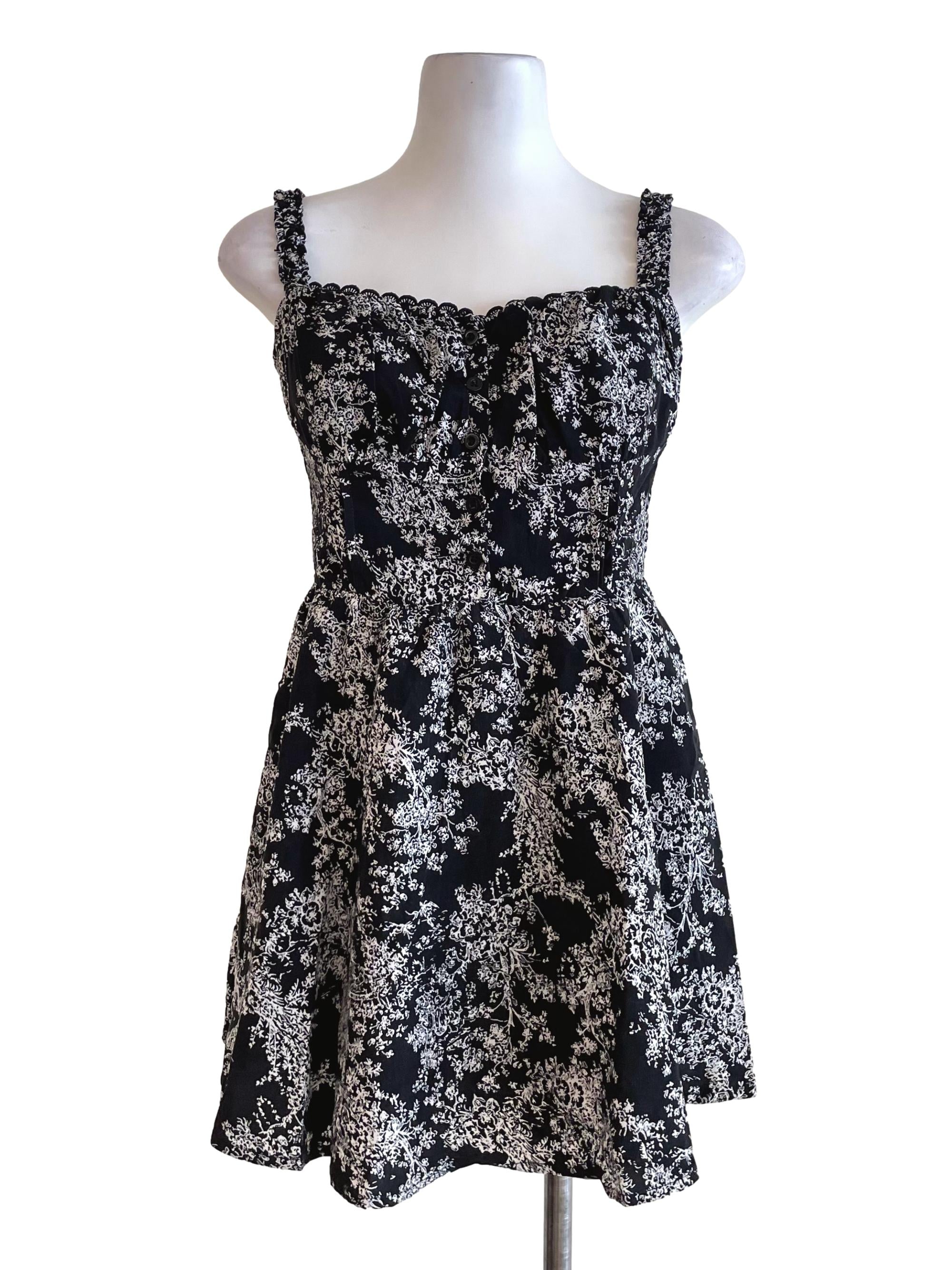 Black Floral A-Line Dress