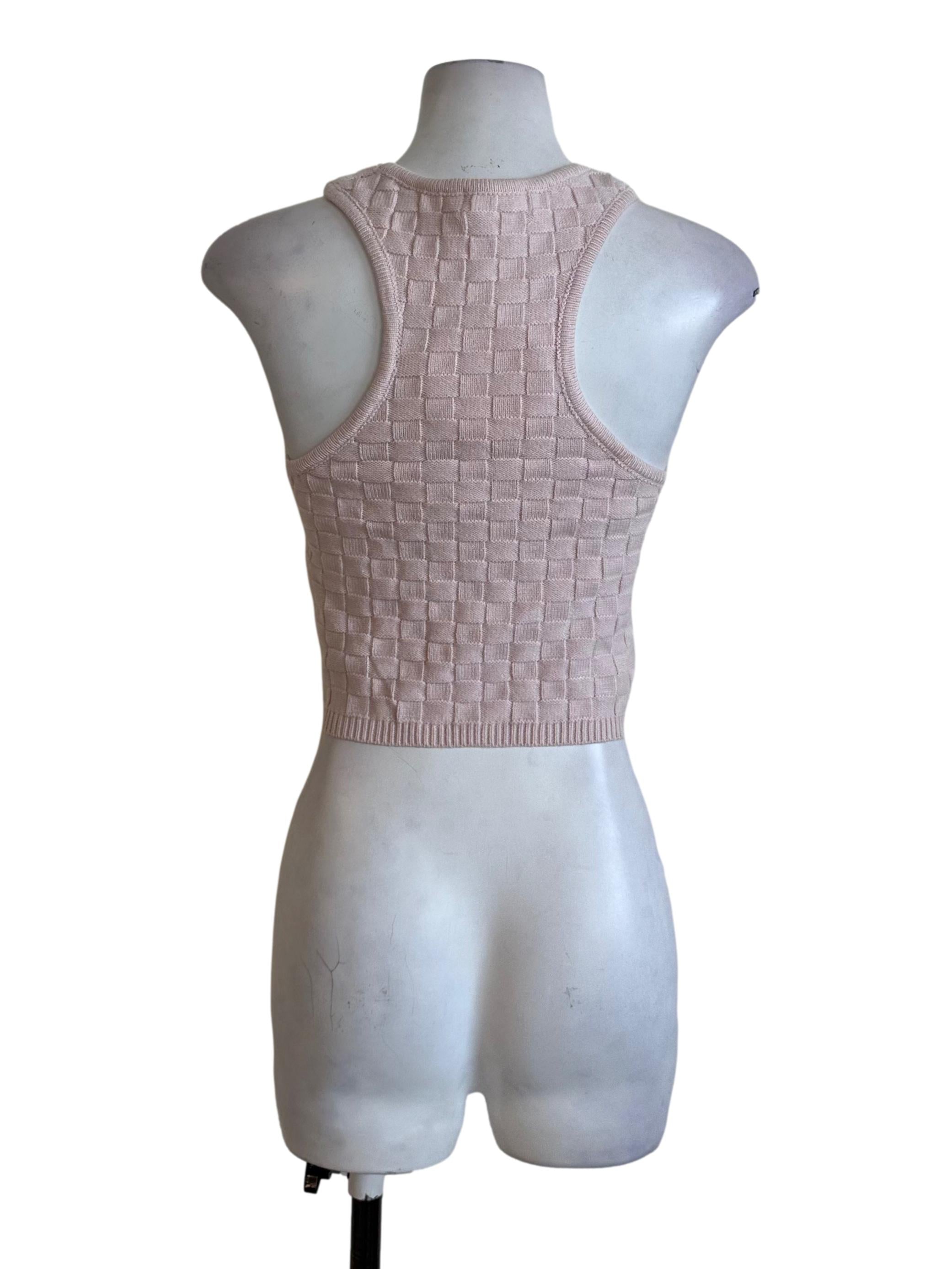 Dusty Pink Plaid Knit Tank Top