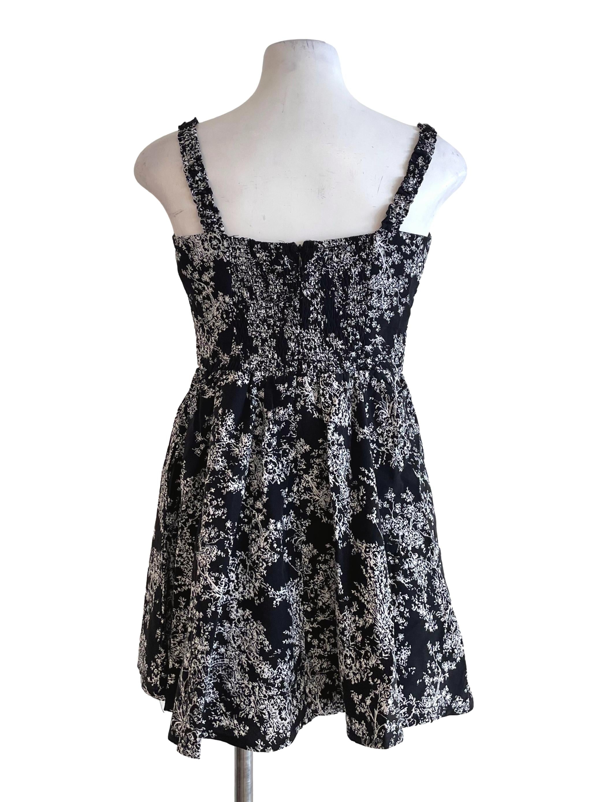 Black Floral A-Line Dress