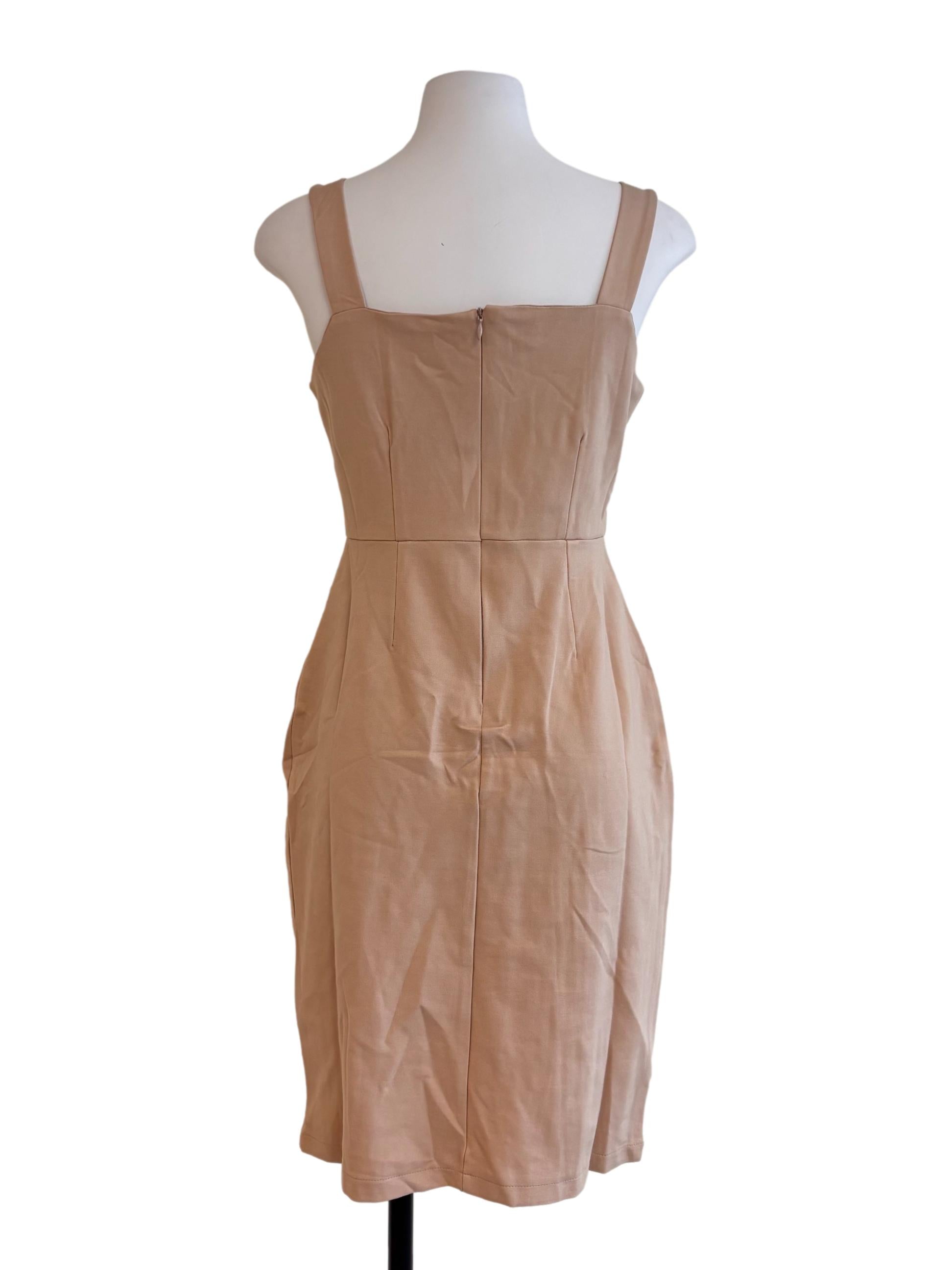 Beige Square Neck Dress
