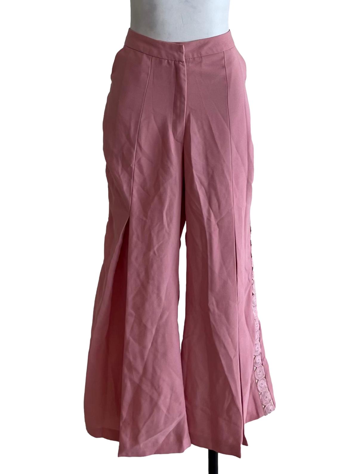 Rose Pink High-Waisted Flared Pants