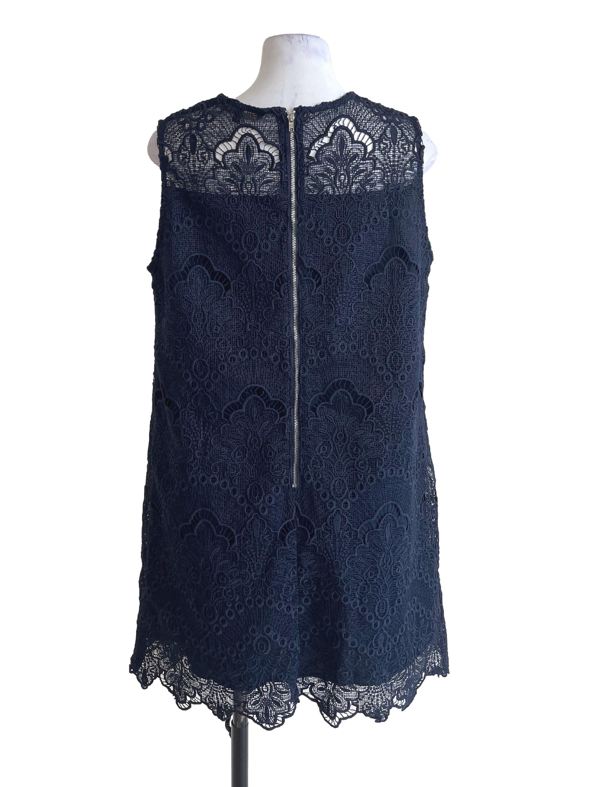 Navy Blue Lace Floral Dress