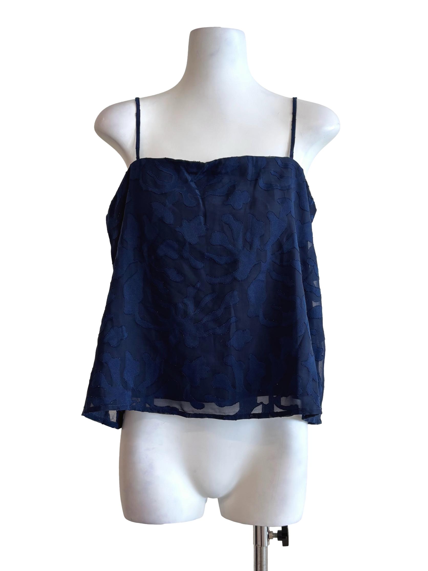 Navy Blue Spaghetti Strap Drape Top LB