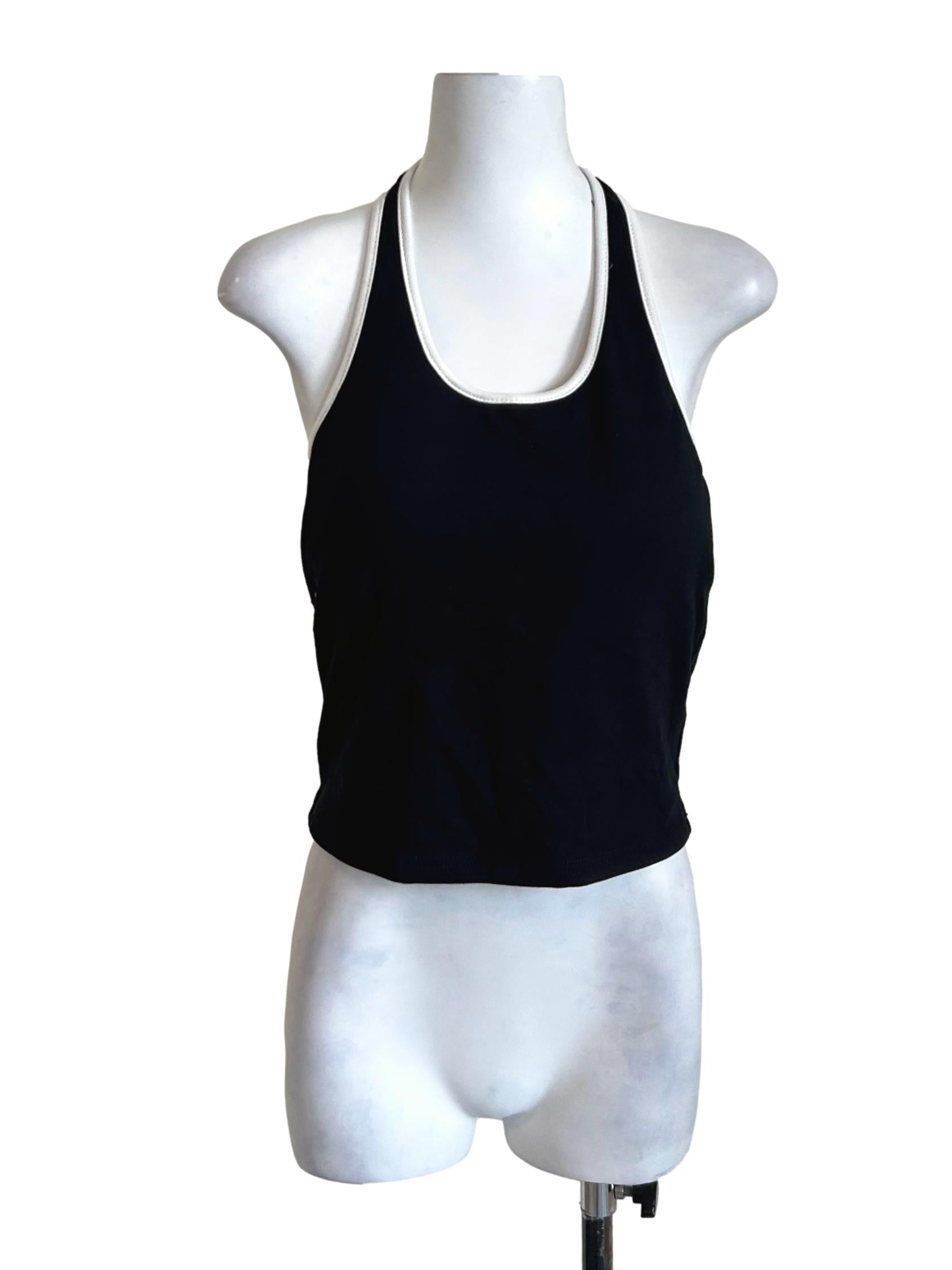 Black Contrast Trim Halter Top TTR