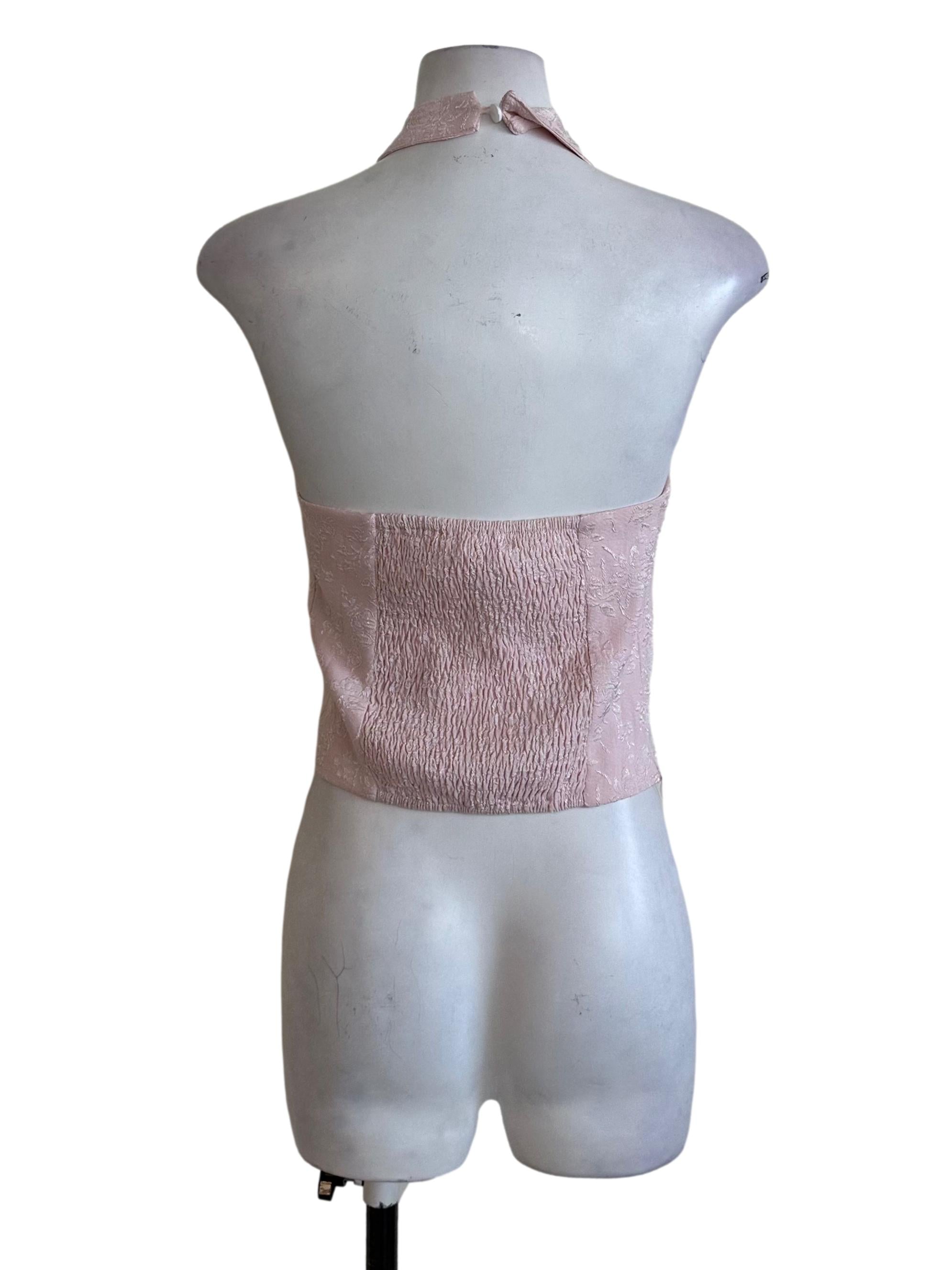 Dusty Pink Textured Cheongsam Top