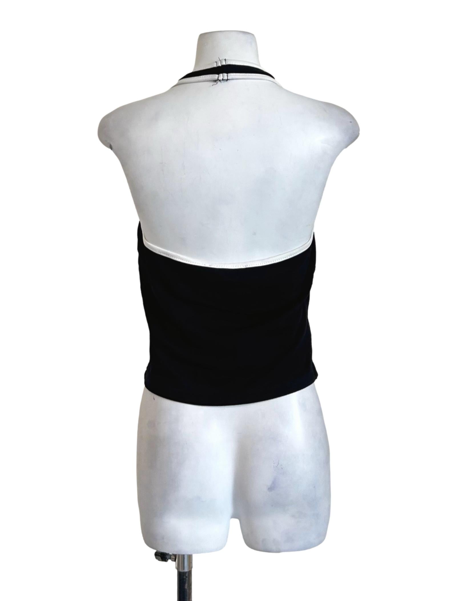 Black Contrast Trim Halter Top TTR