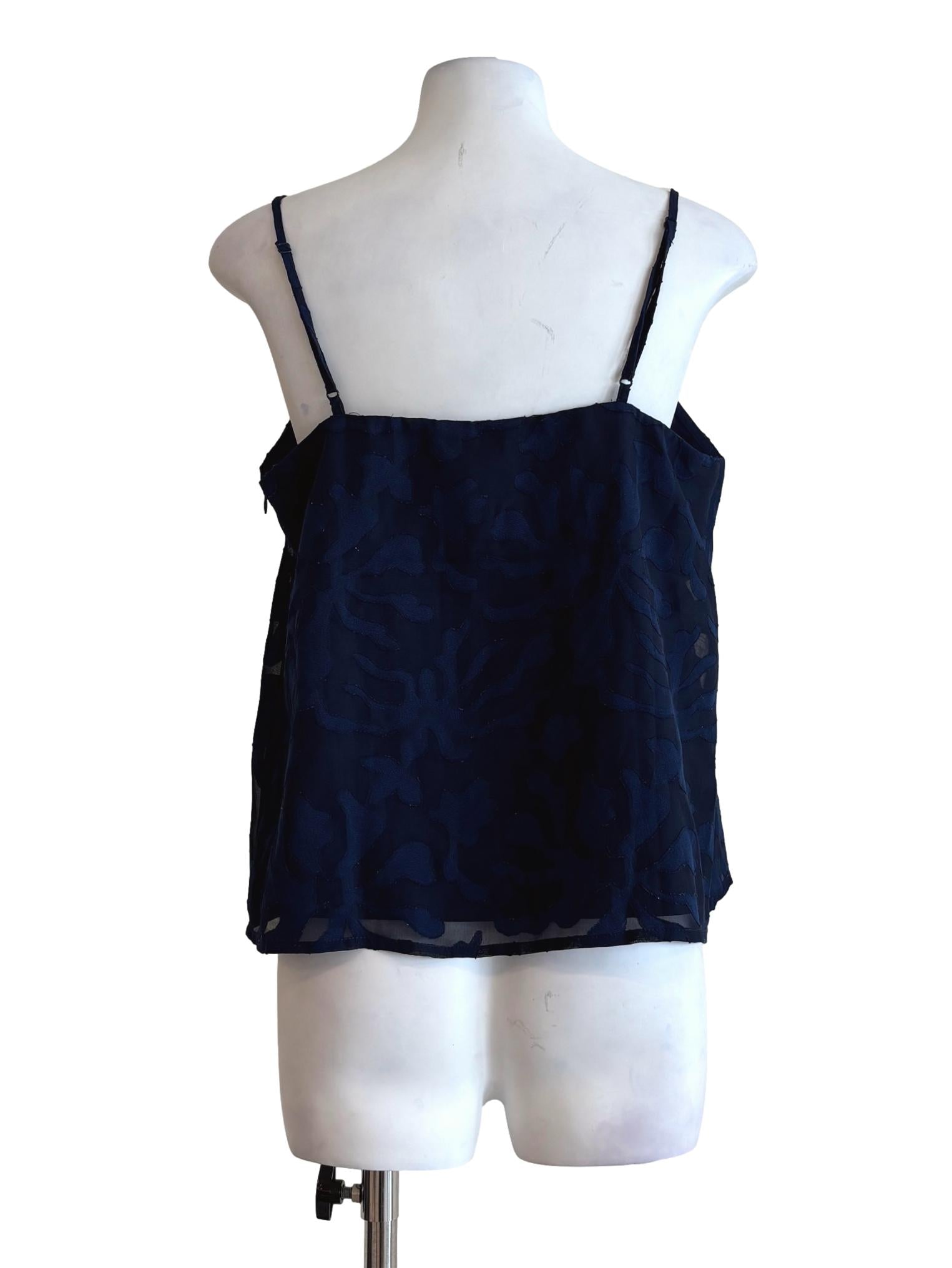 Navy Blue Spaghetti Strap Drape Top LB