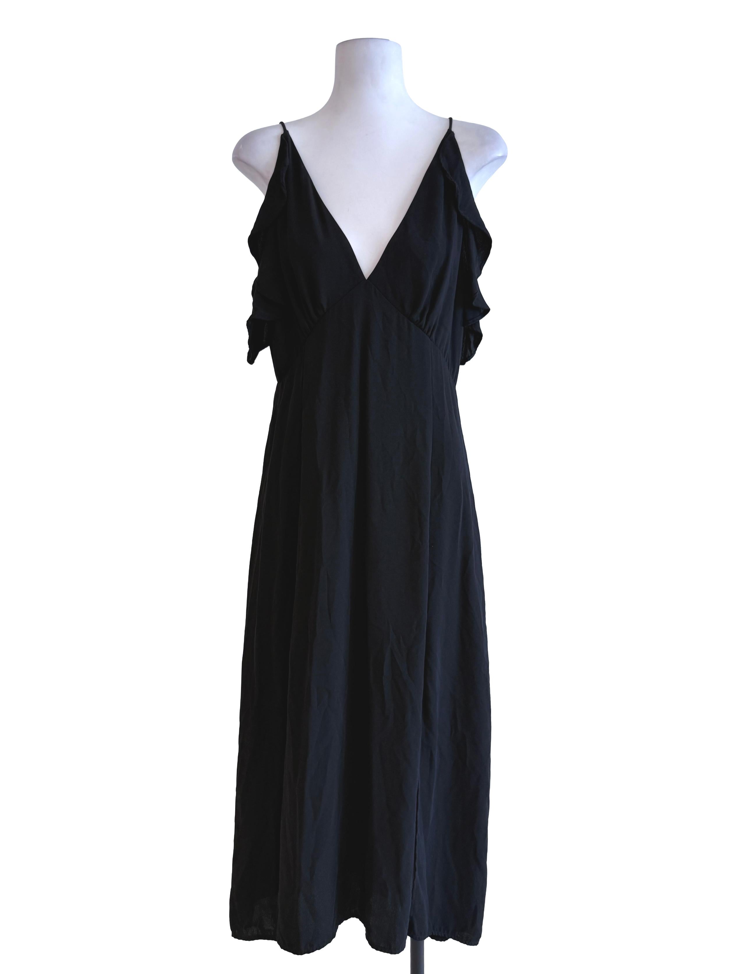 Black Plain Spaghetti Straps Dress