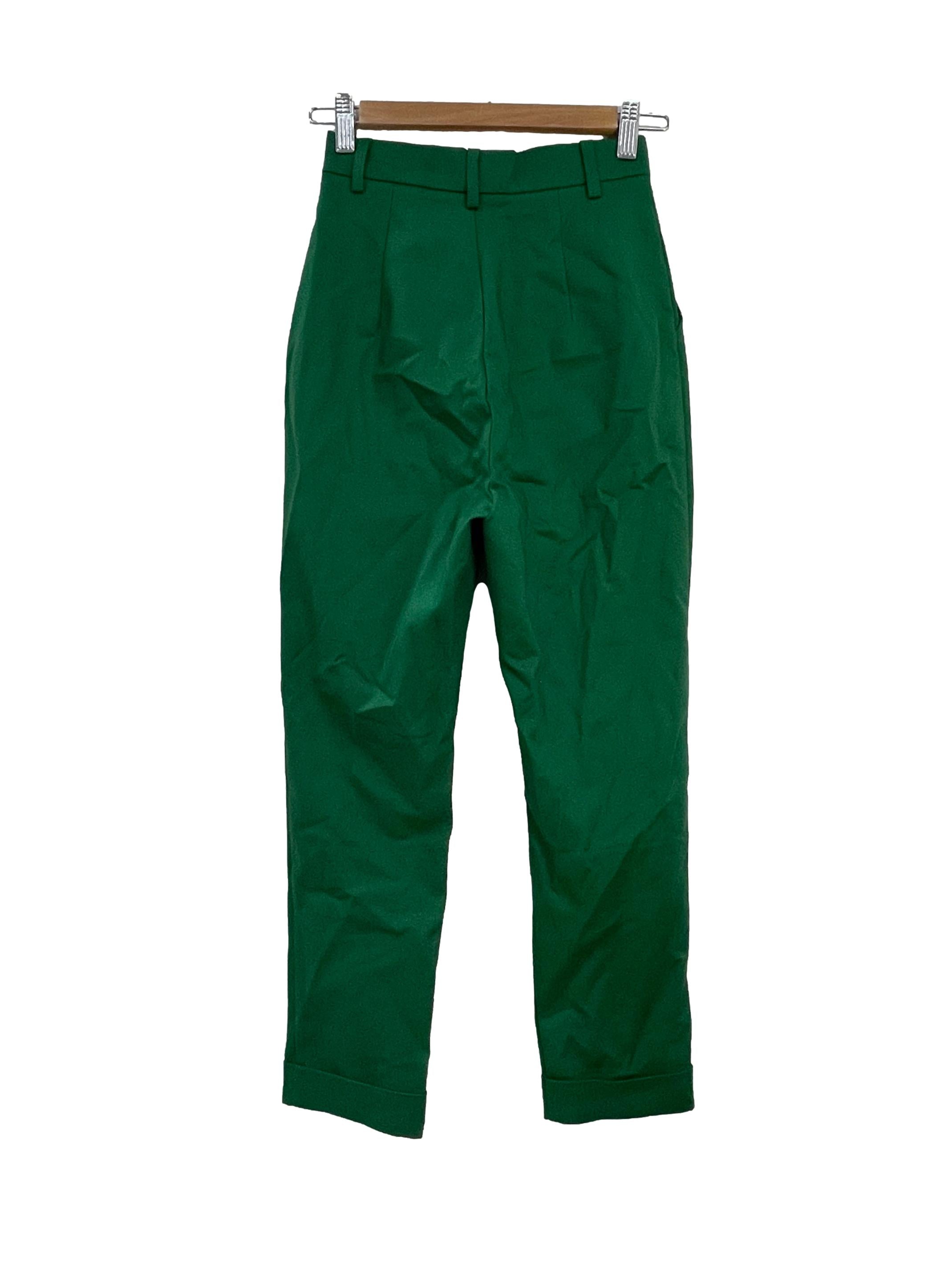Green High Waist Tapered Cuffed Pants LB