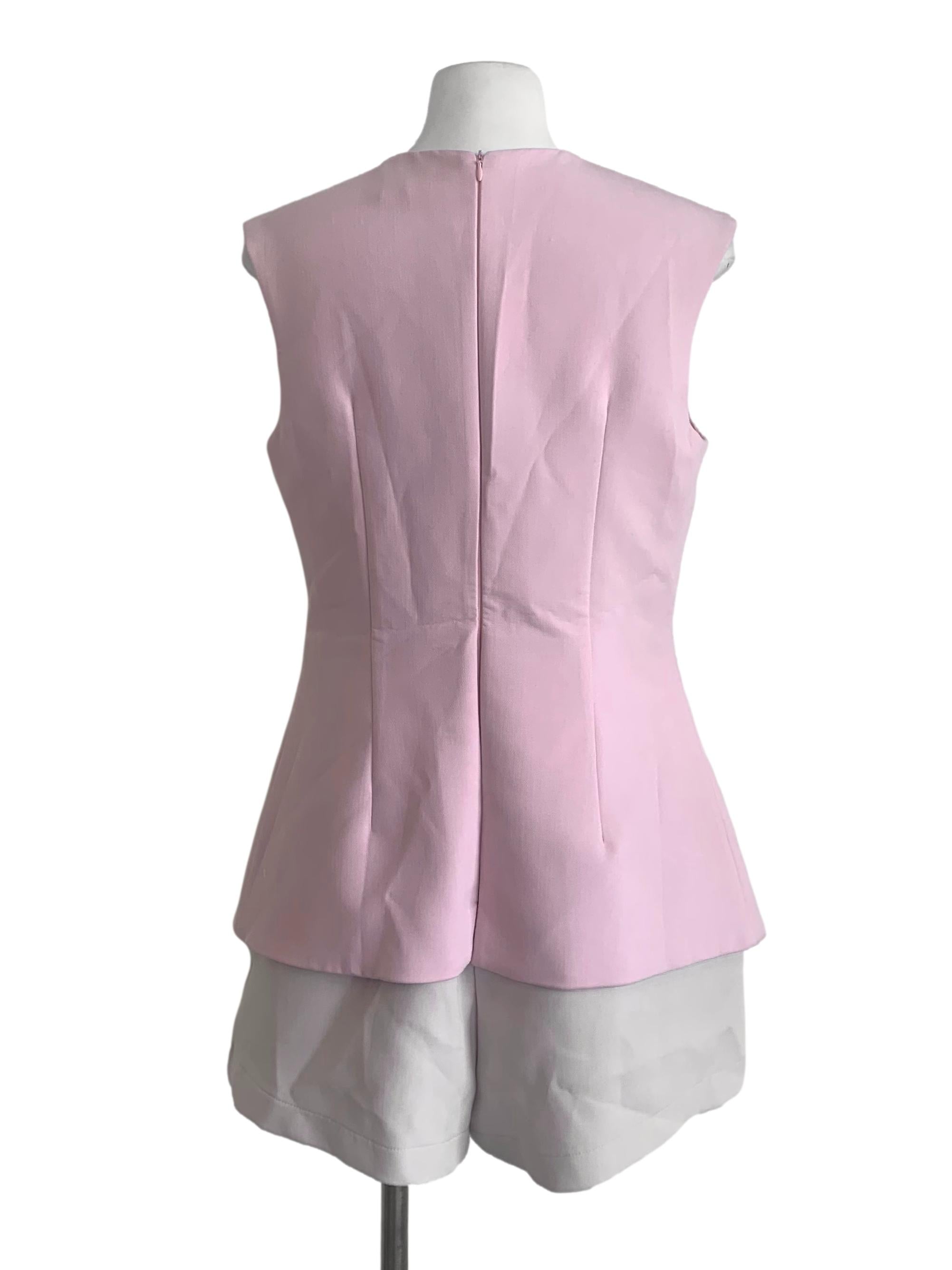 Crepe Pink Single Breasted Rompers