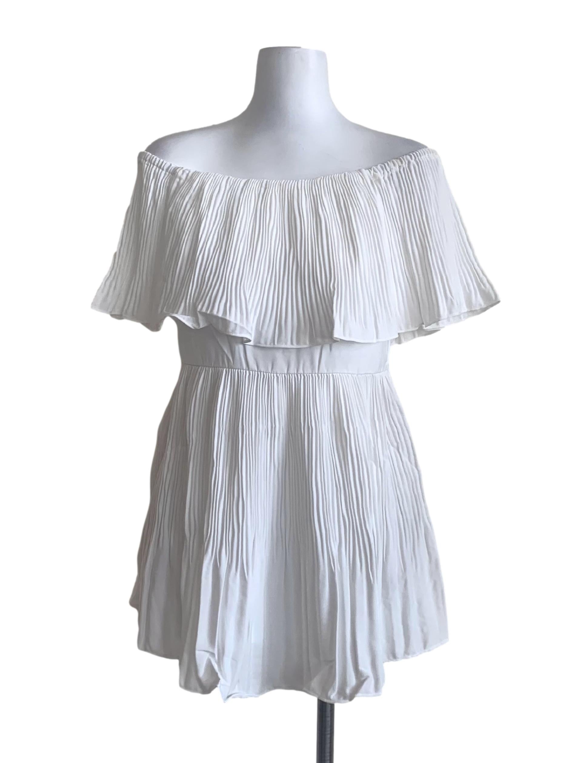 Chiffon White Pleated Dress
