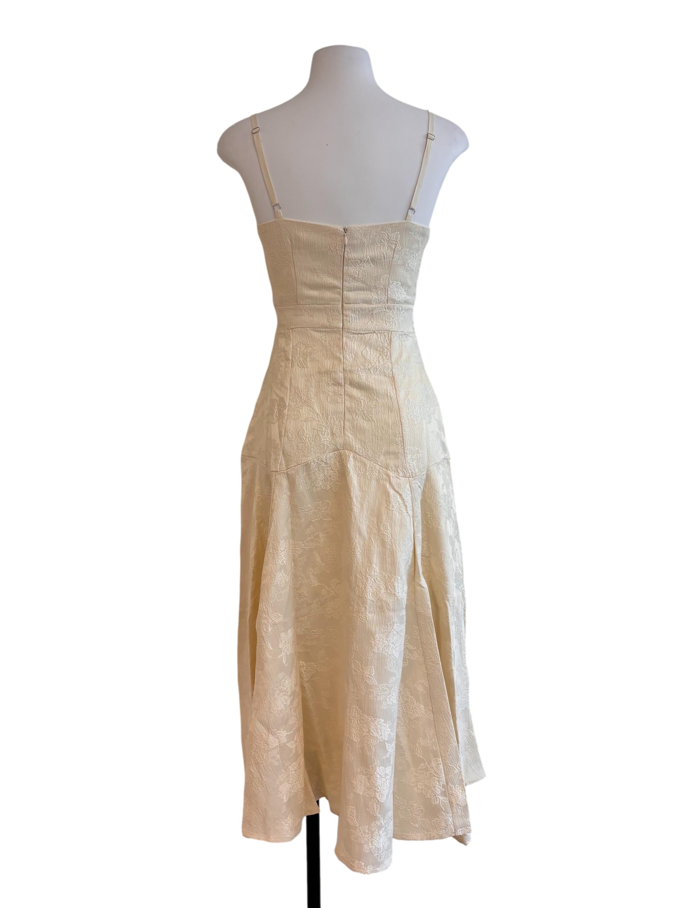 Cream White Ruched Neckline Dress