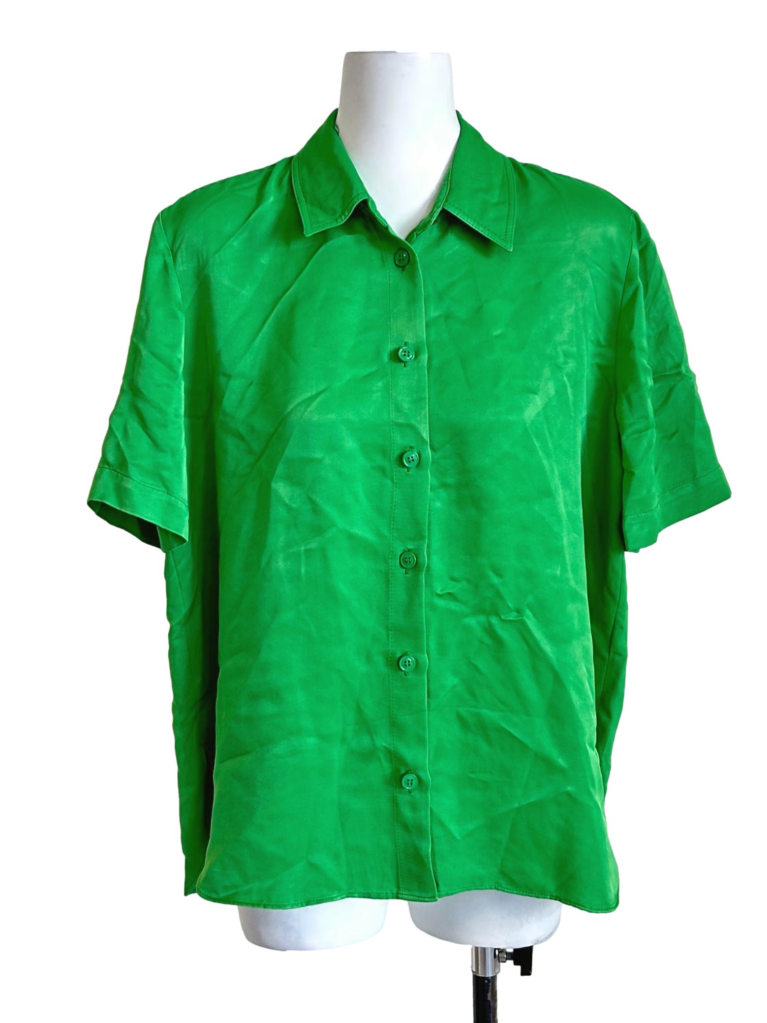 Bright Green Silk Button Shirt