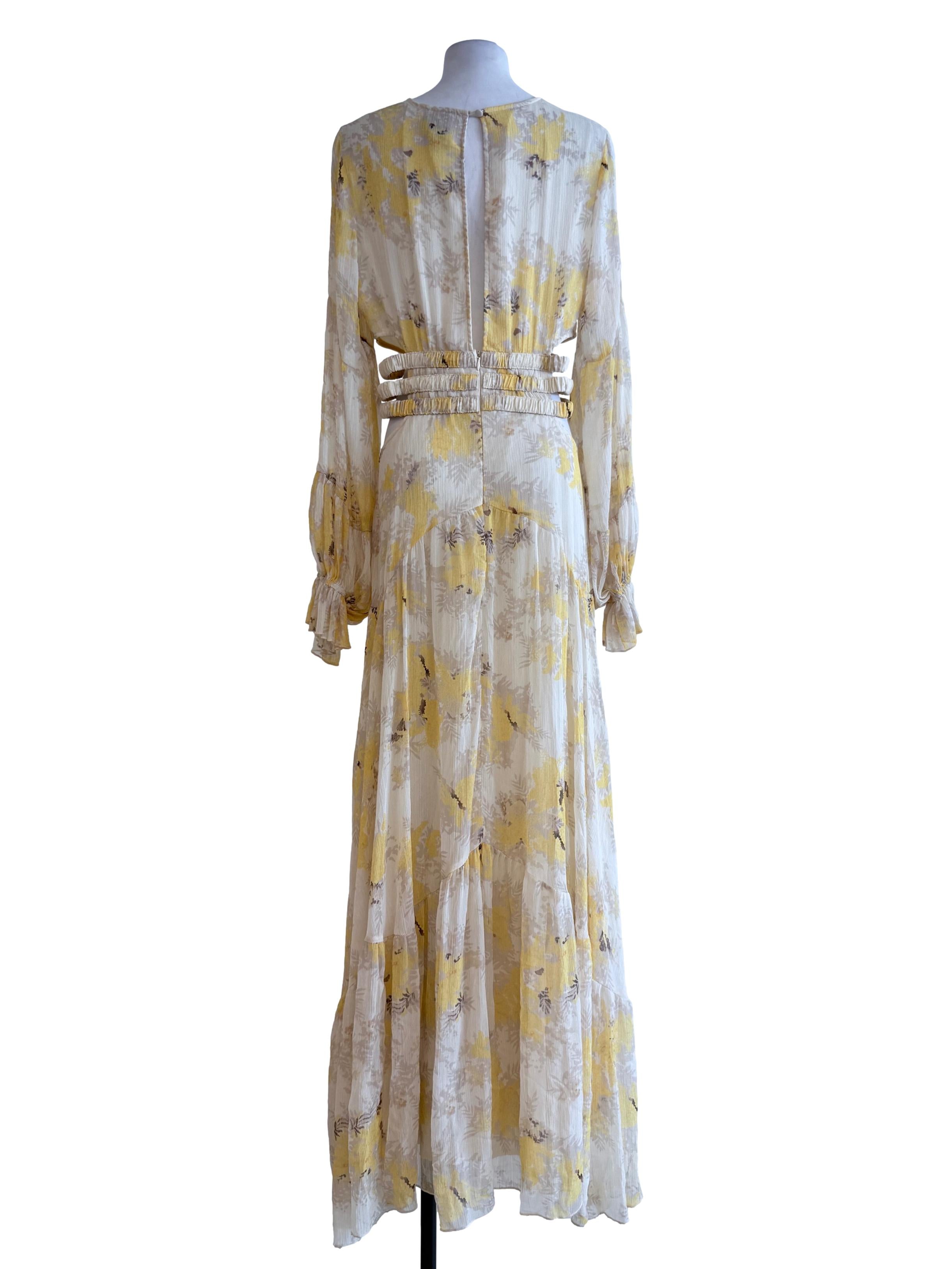 Yellow Floral Sheer Night Dress