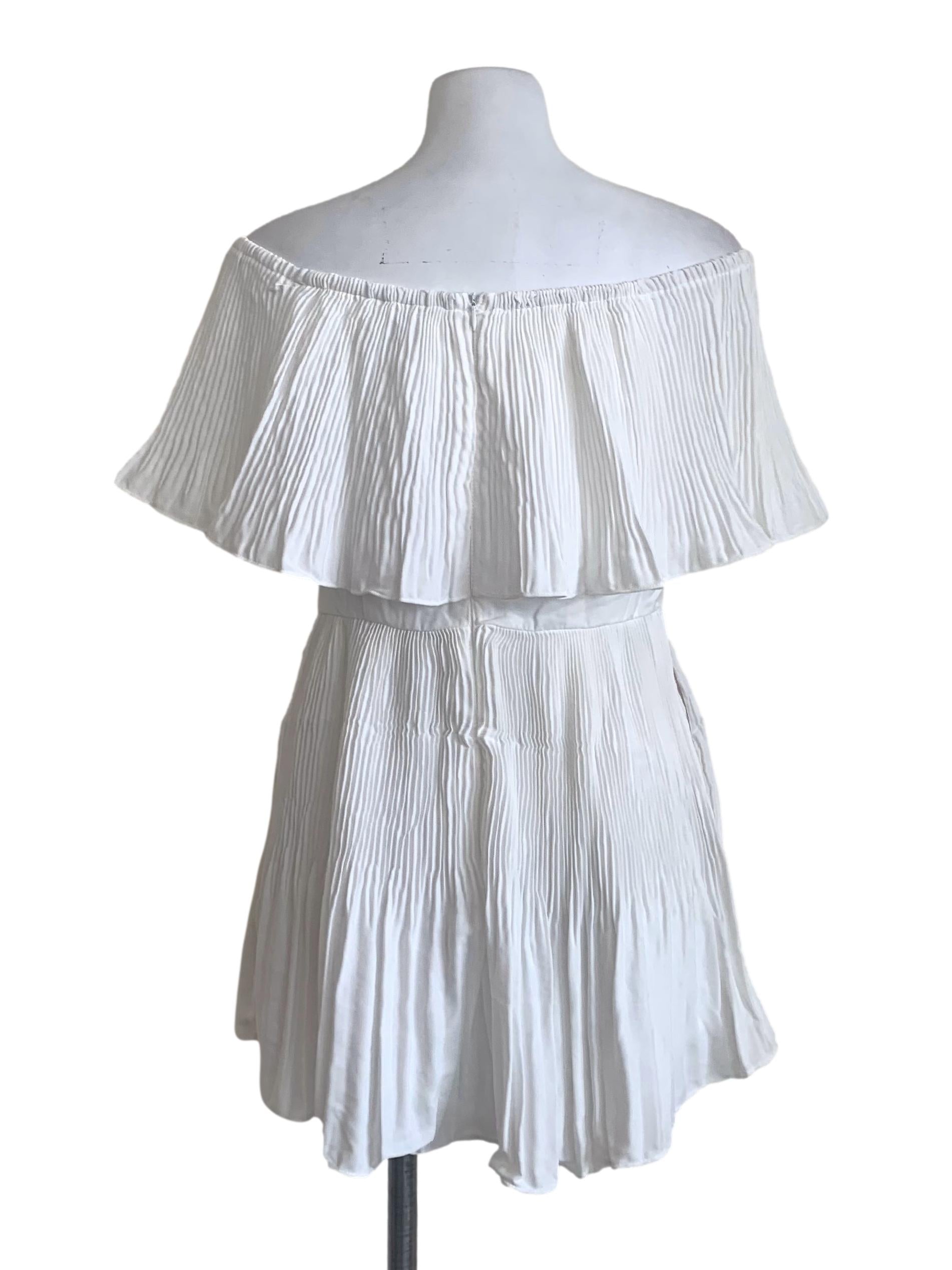 Chiffon White Pleated Dress