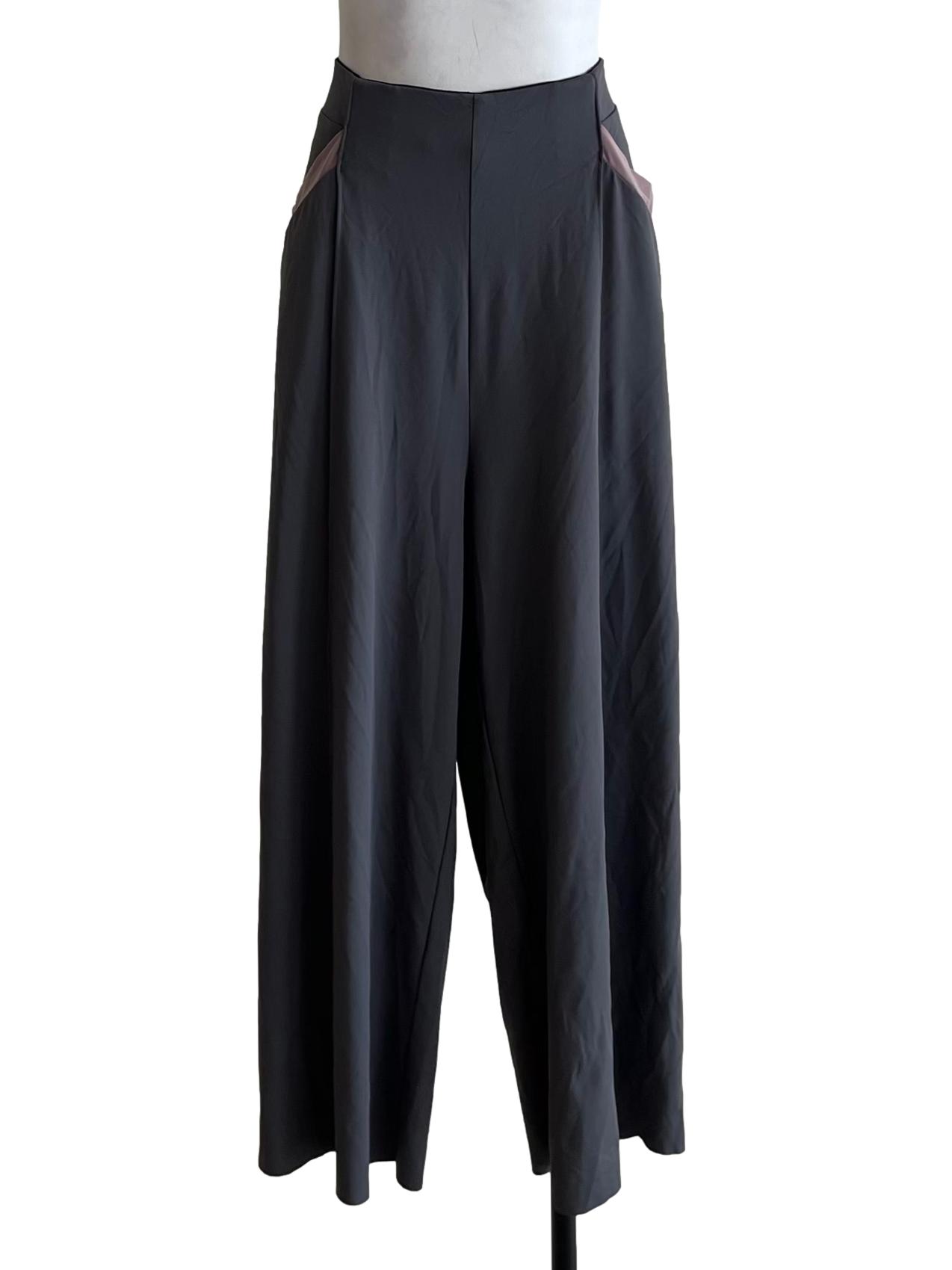 Fossil Grey High-Waisted Wide-Leg Pants
