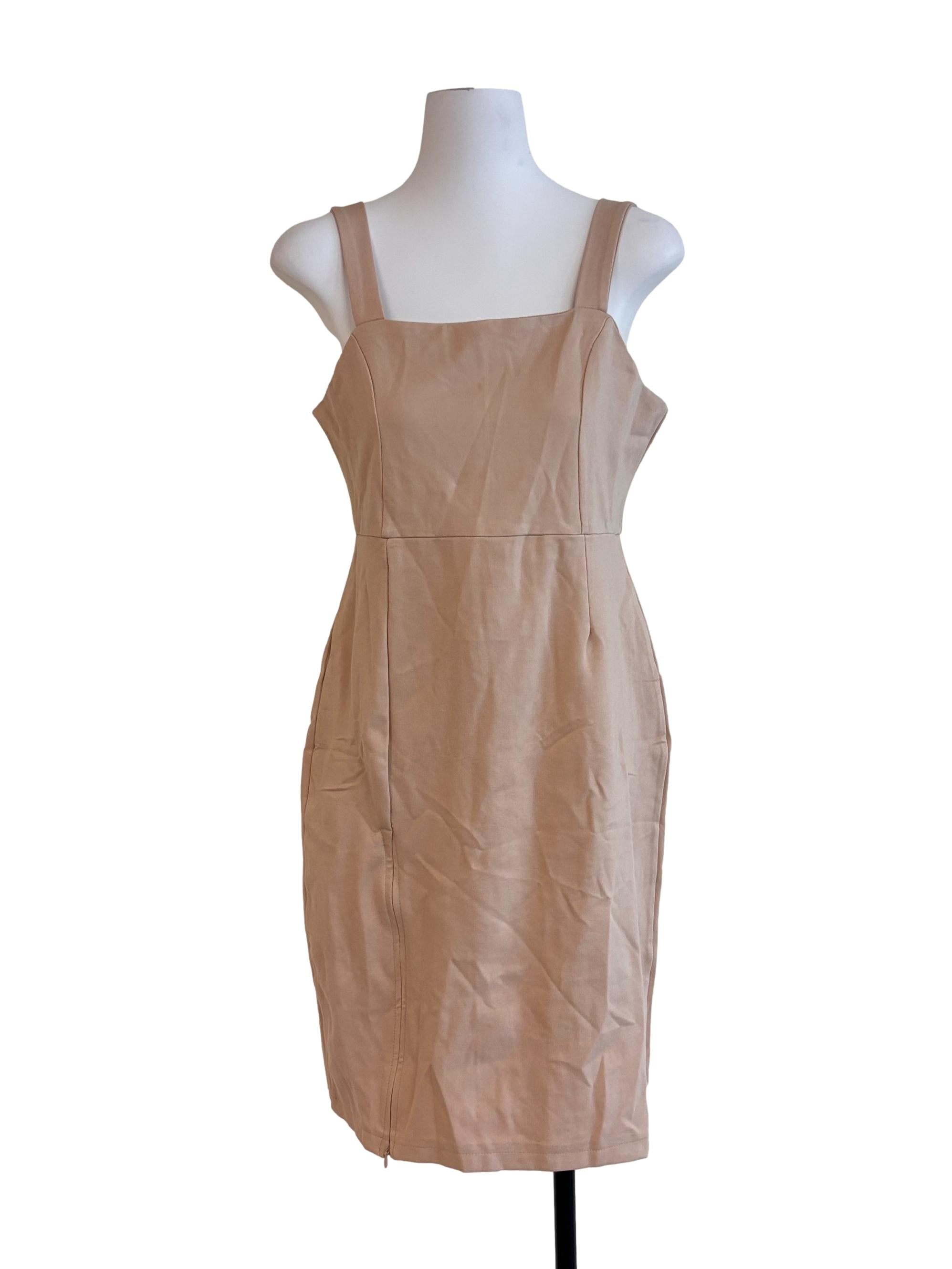 Beige Square Neck Dress