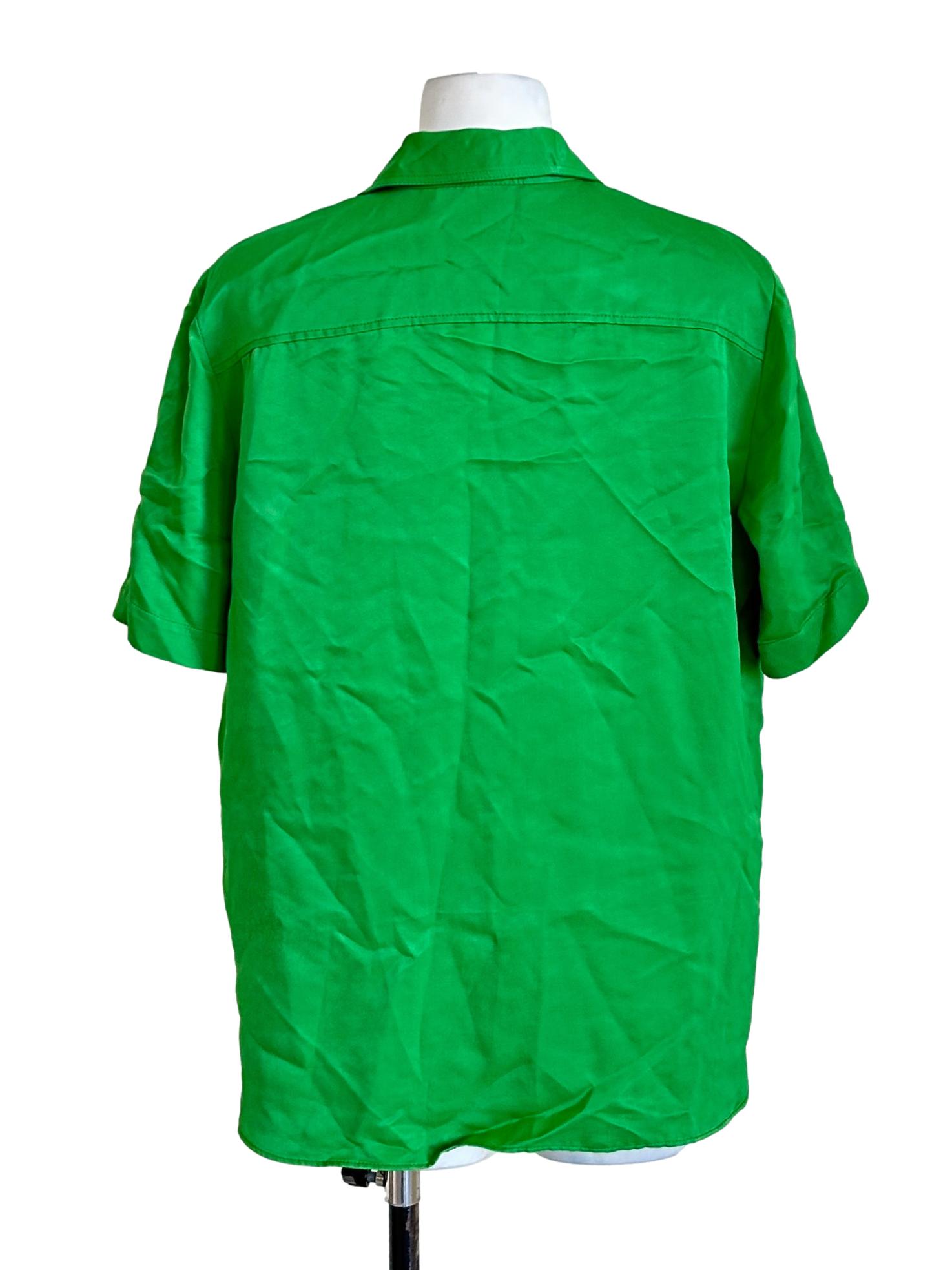 Bright Green Silk Button Shirt