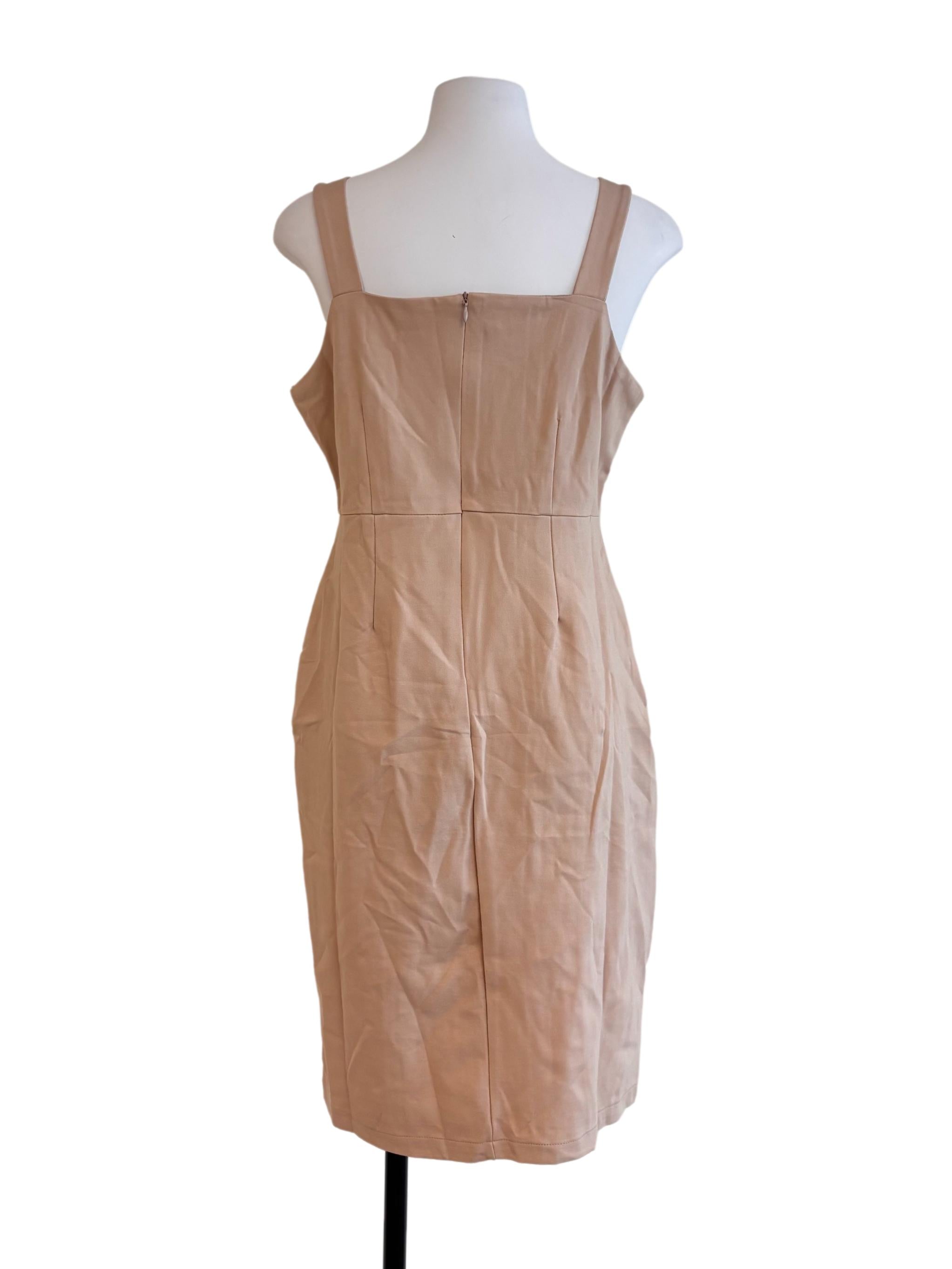 Beige Square Neck Dress