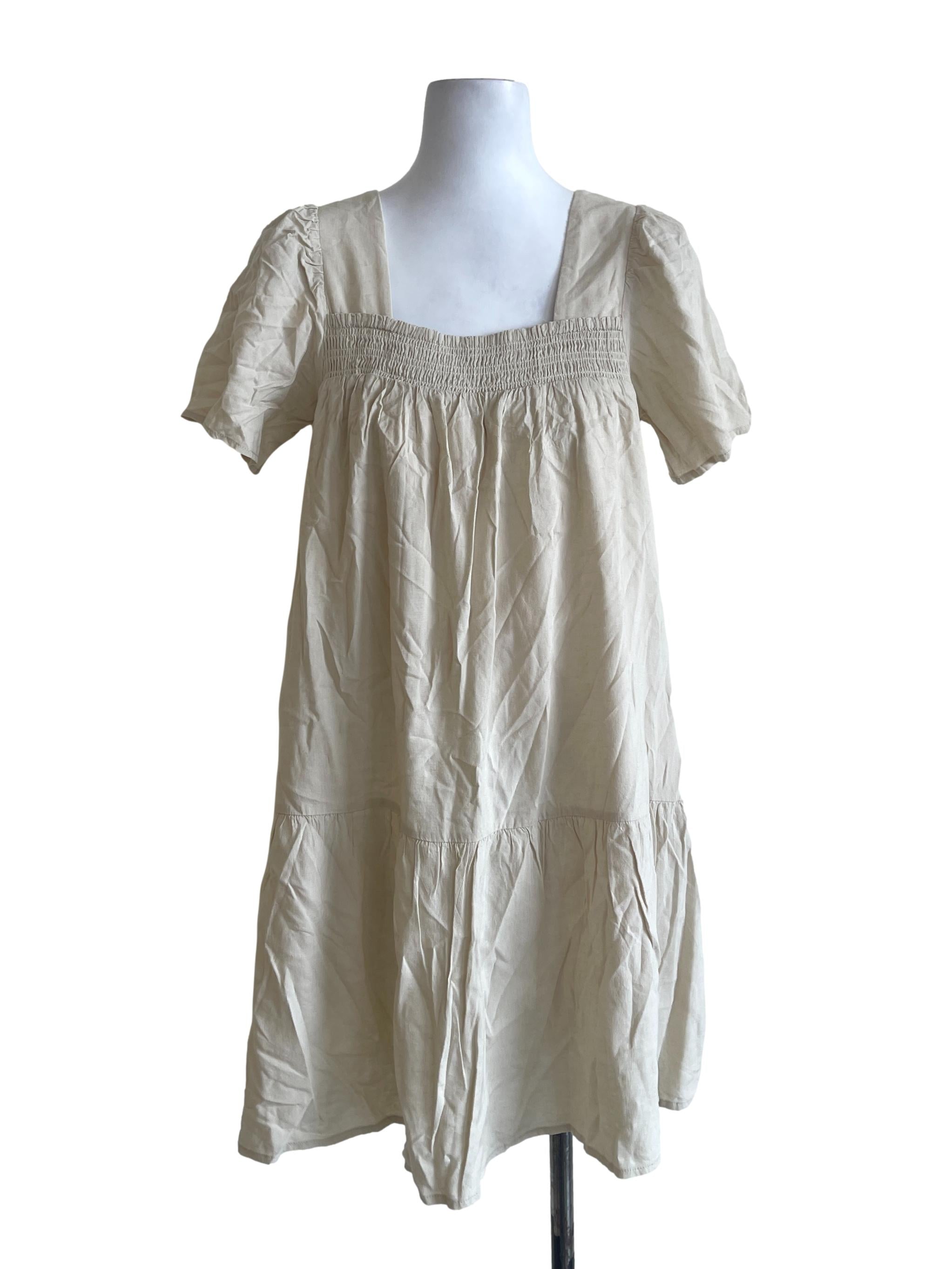 Cream Drop Waist Dress