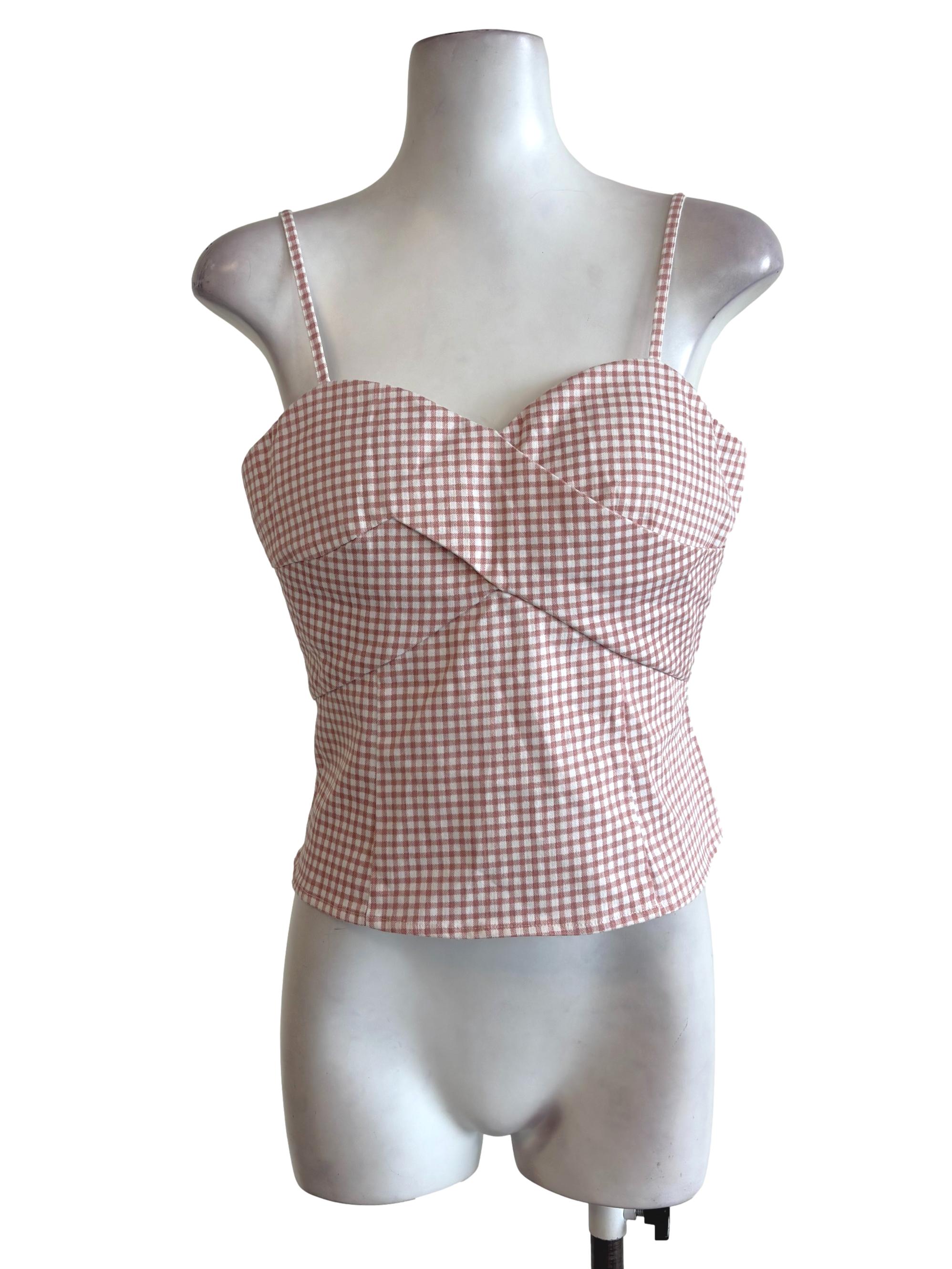 Pink Gingham Crop Top