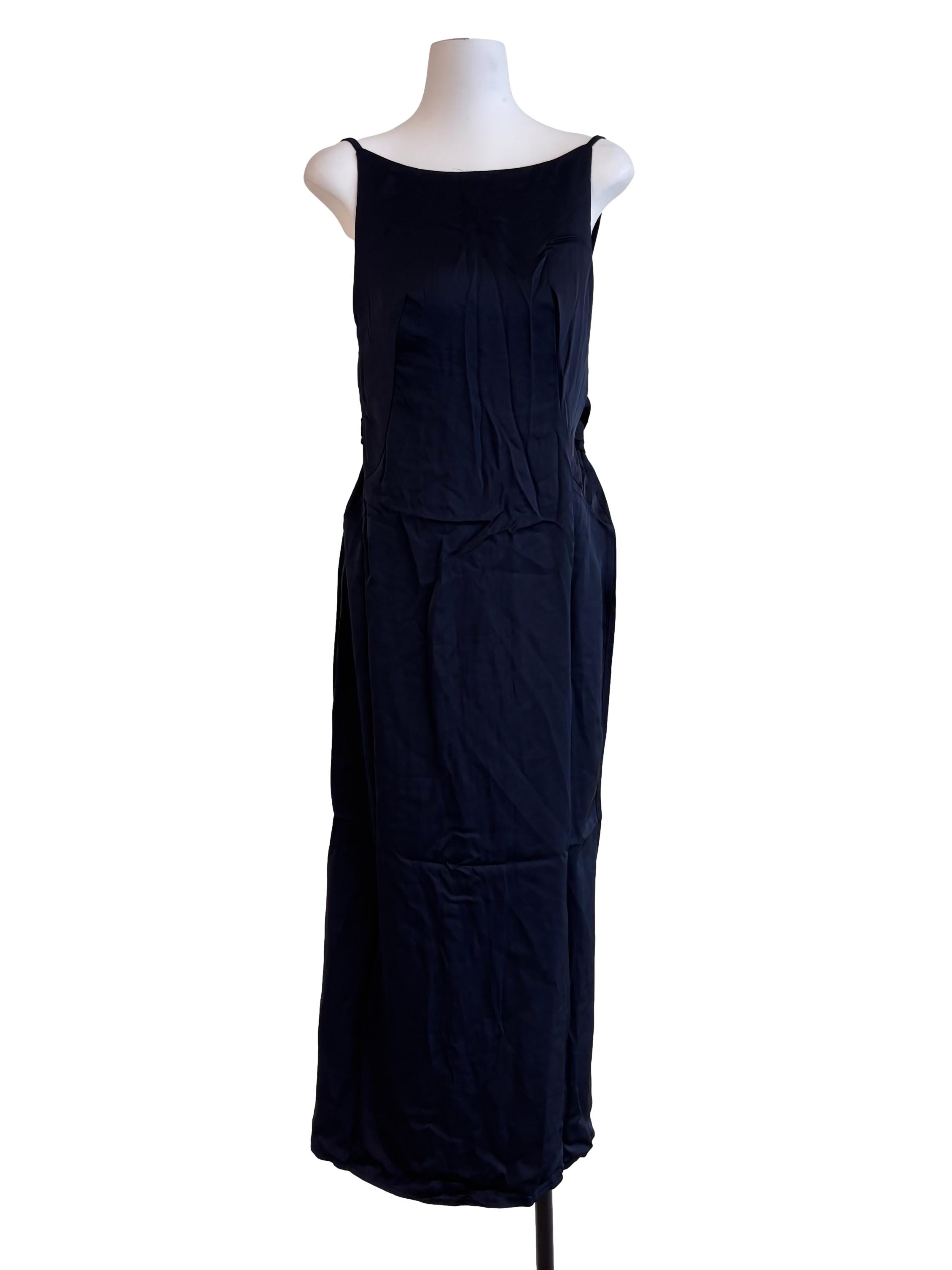 Navy Blue Backless Dress