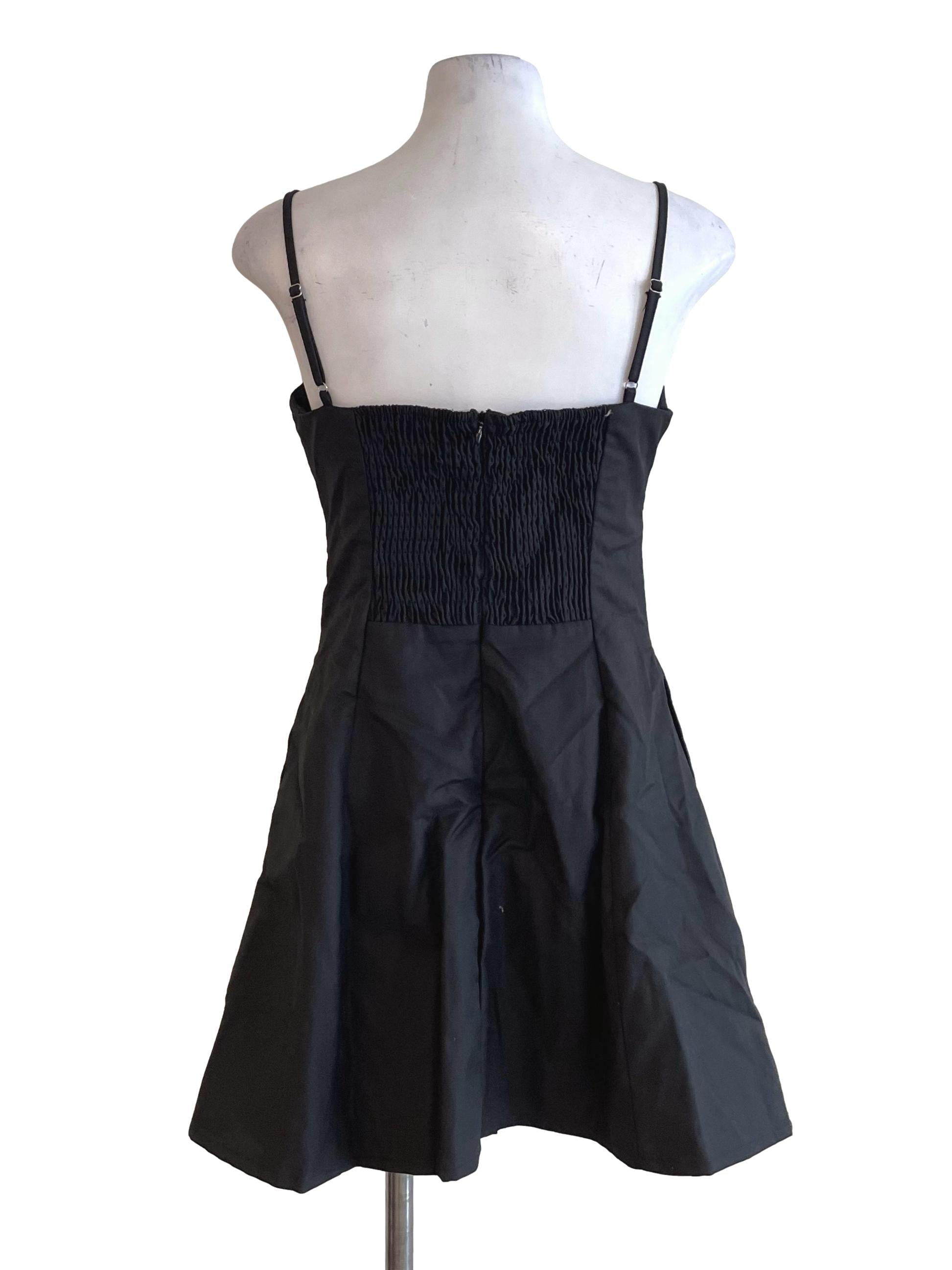 Black Pleated A-Line Dress
