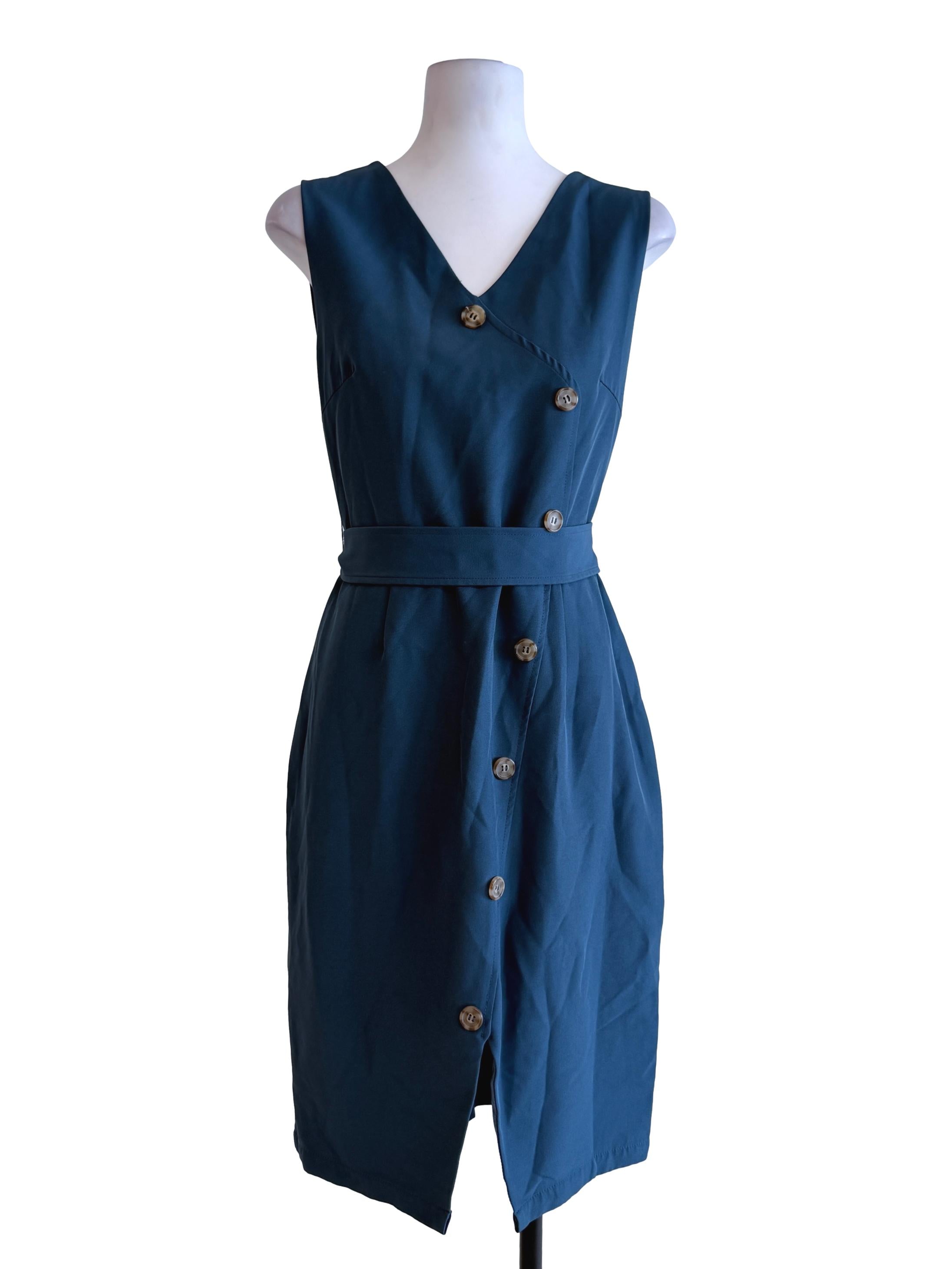 Ocean Blue Sleeveless Midi Dress