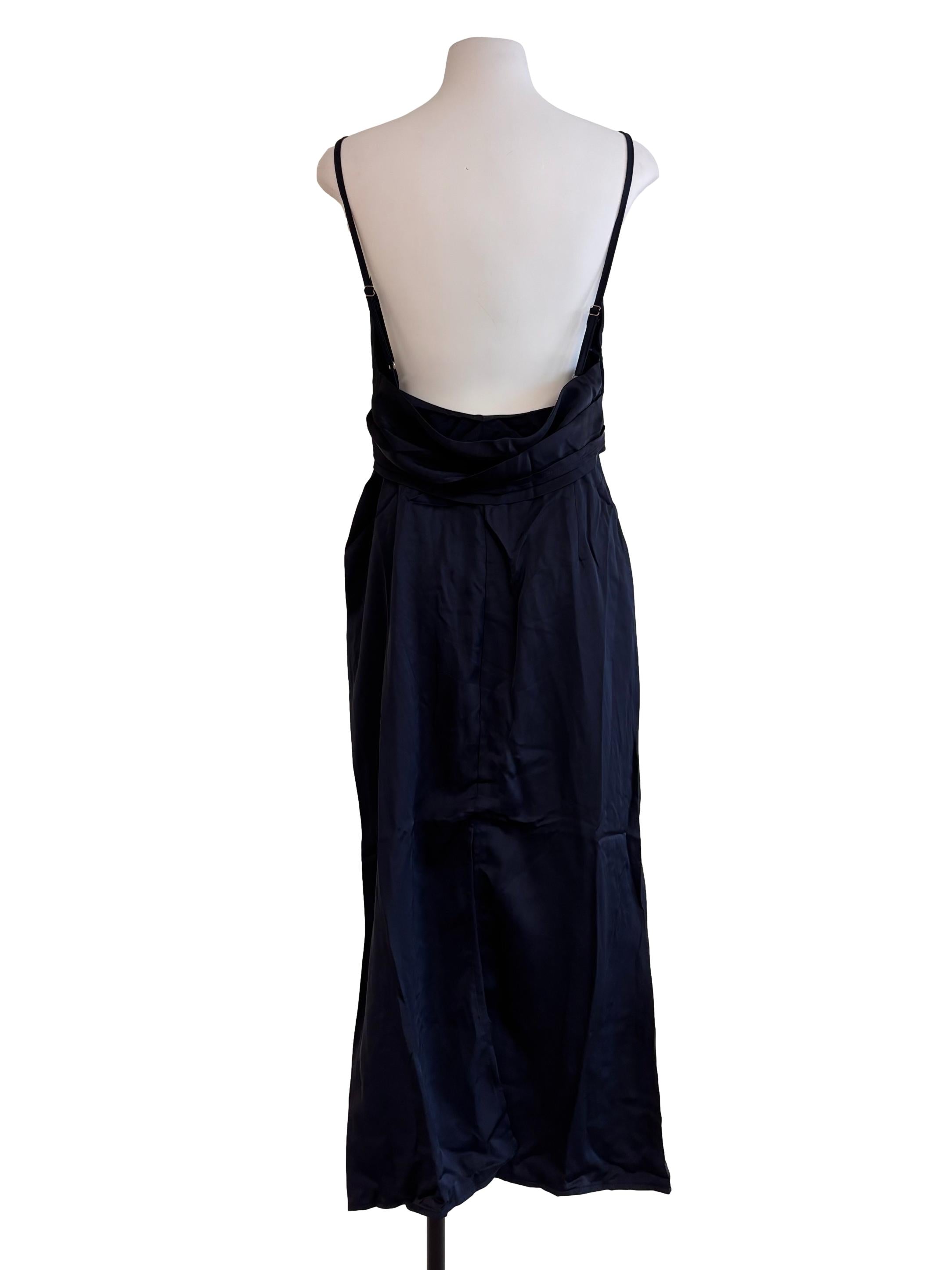 Navy Blue Backless Dress