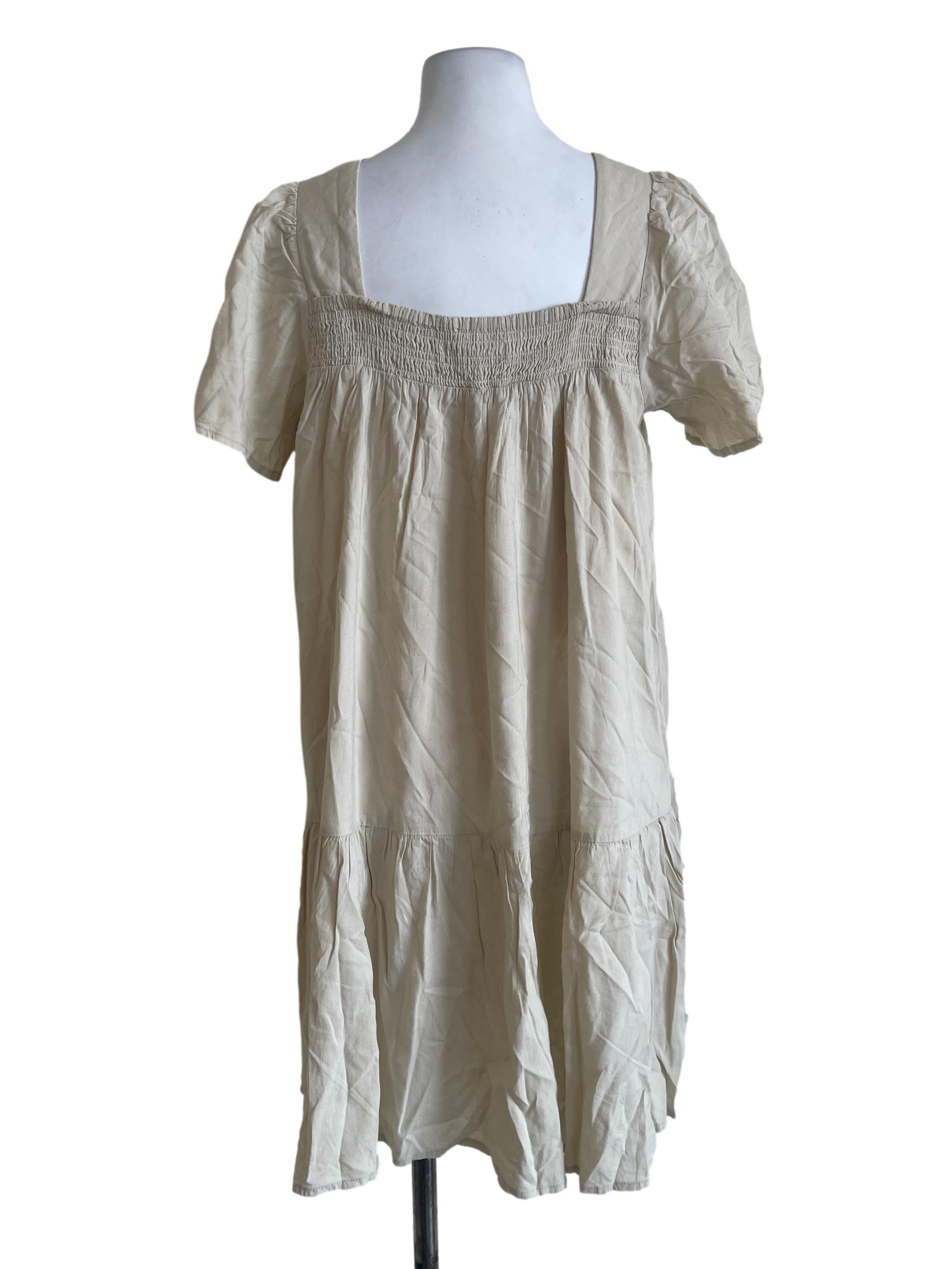 Cream Drop Waist Dress