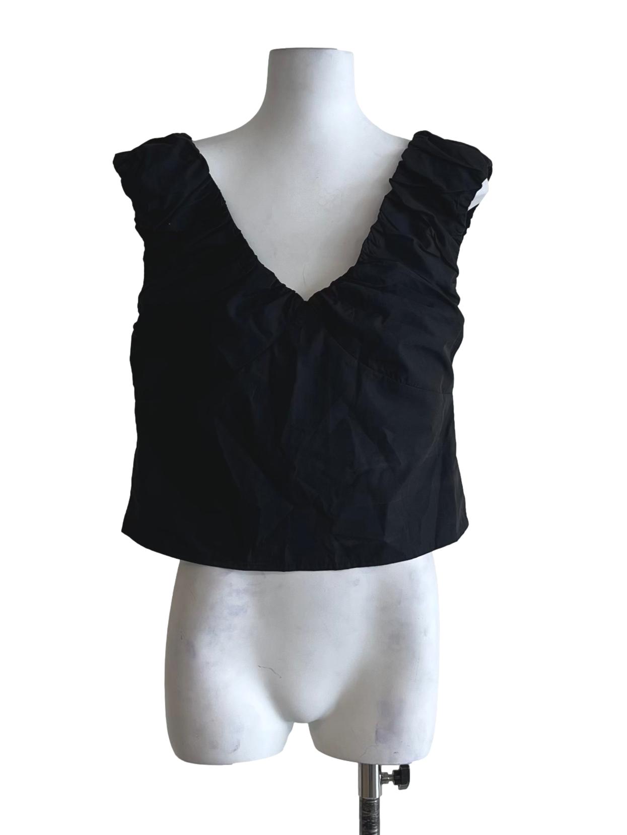 Black V-Neckline Sleeveless Top