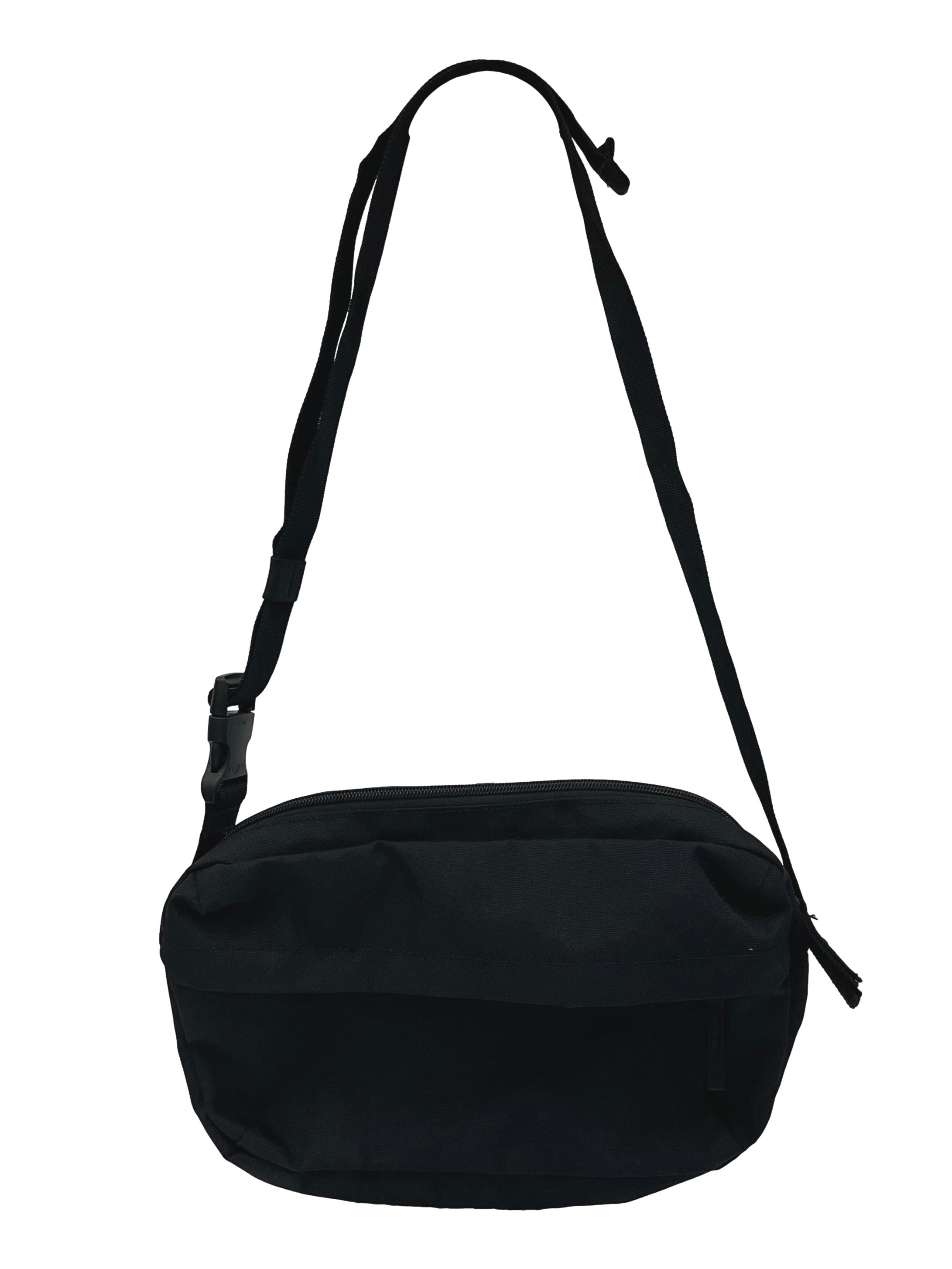 Black Water Repellent Shoulder Bag With Back Pocket