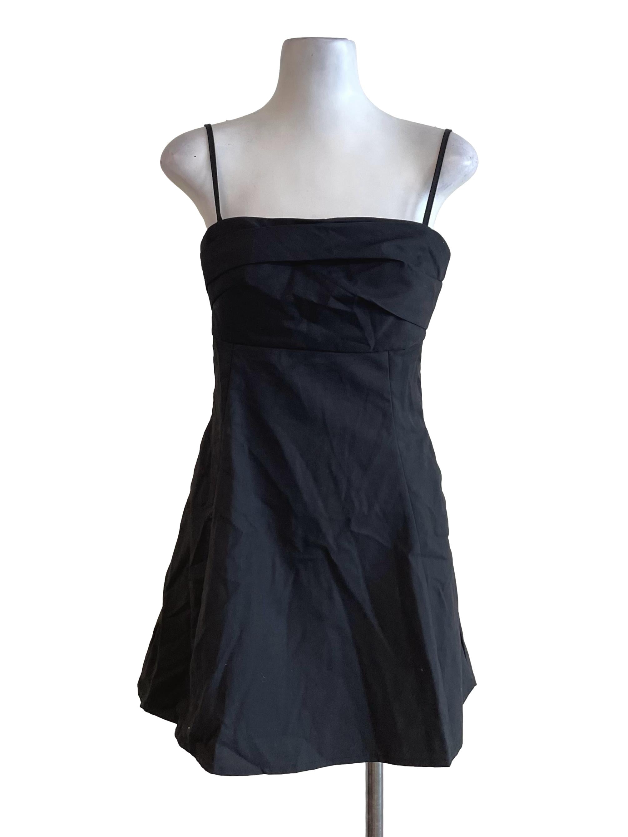 Black Pleated A-Line Dress