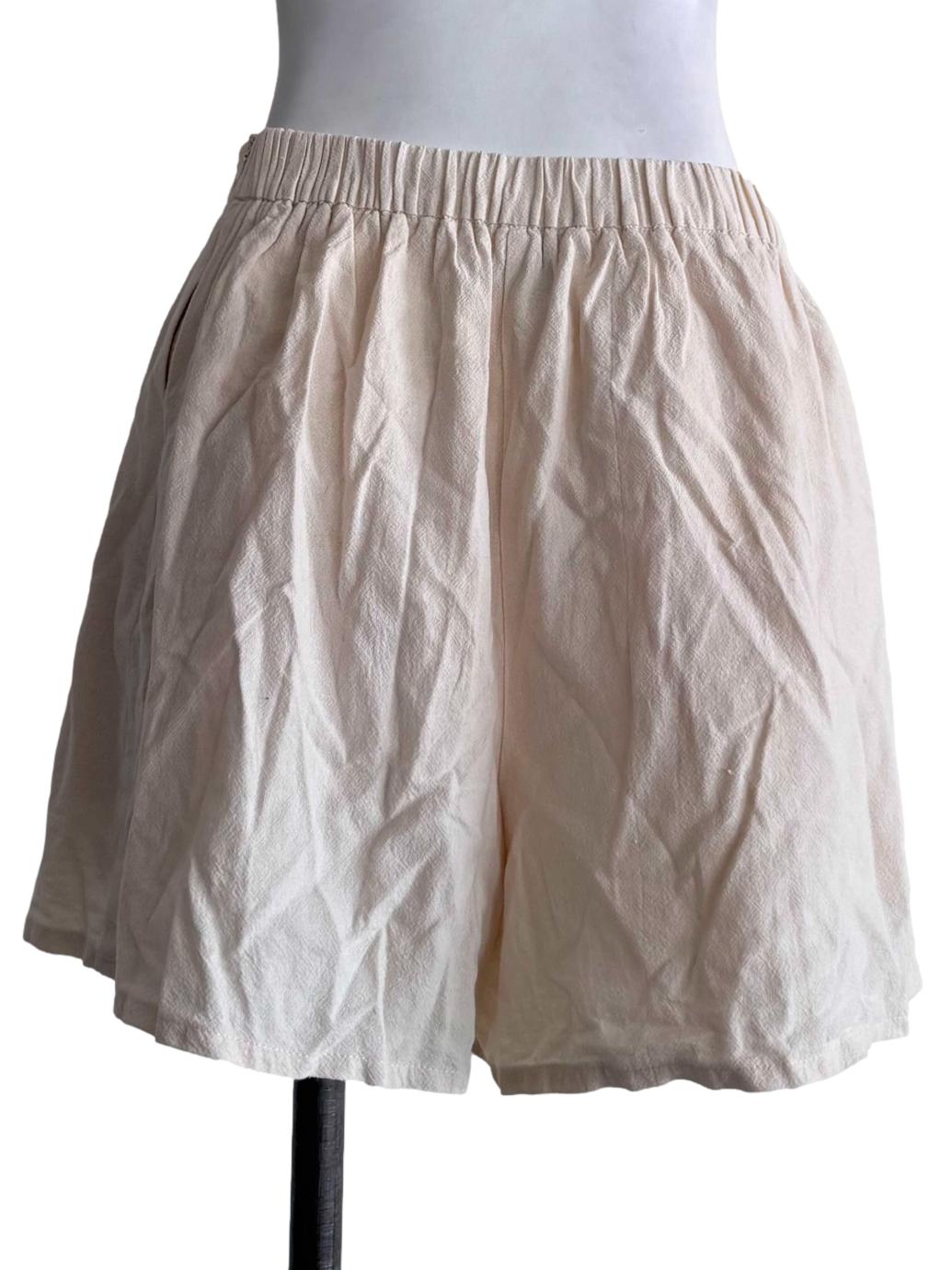 Cream Beige High-Waist Relaxed Shorts