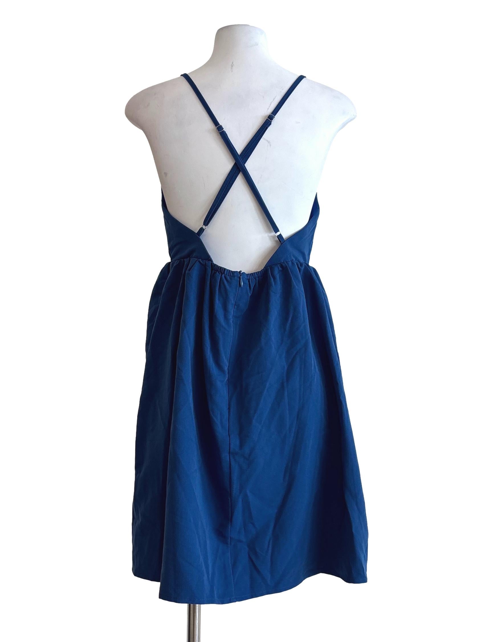 Sapphire Blue Surplice A-Line Dress